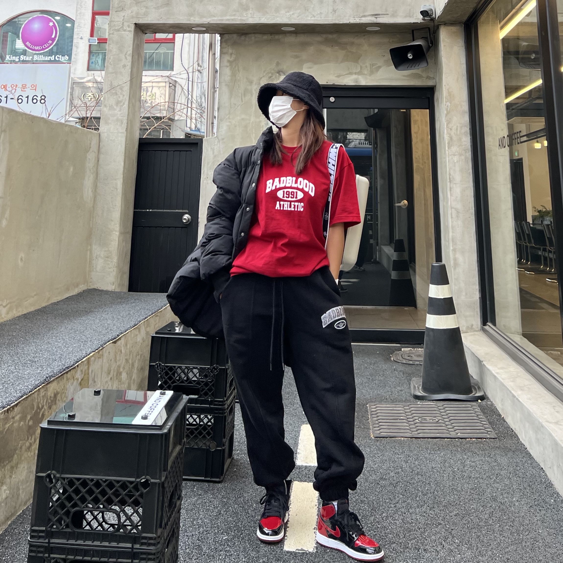 Jordan 1 Retro High OG Patent Bred, (GS) Jordan 1 Retro High OG Patent Bred 착용 스타일 - 3