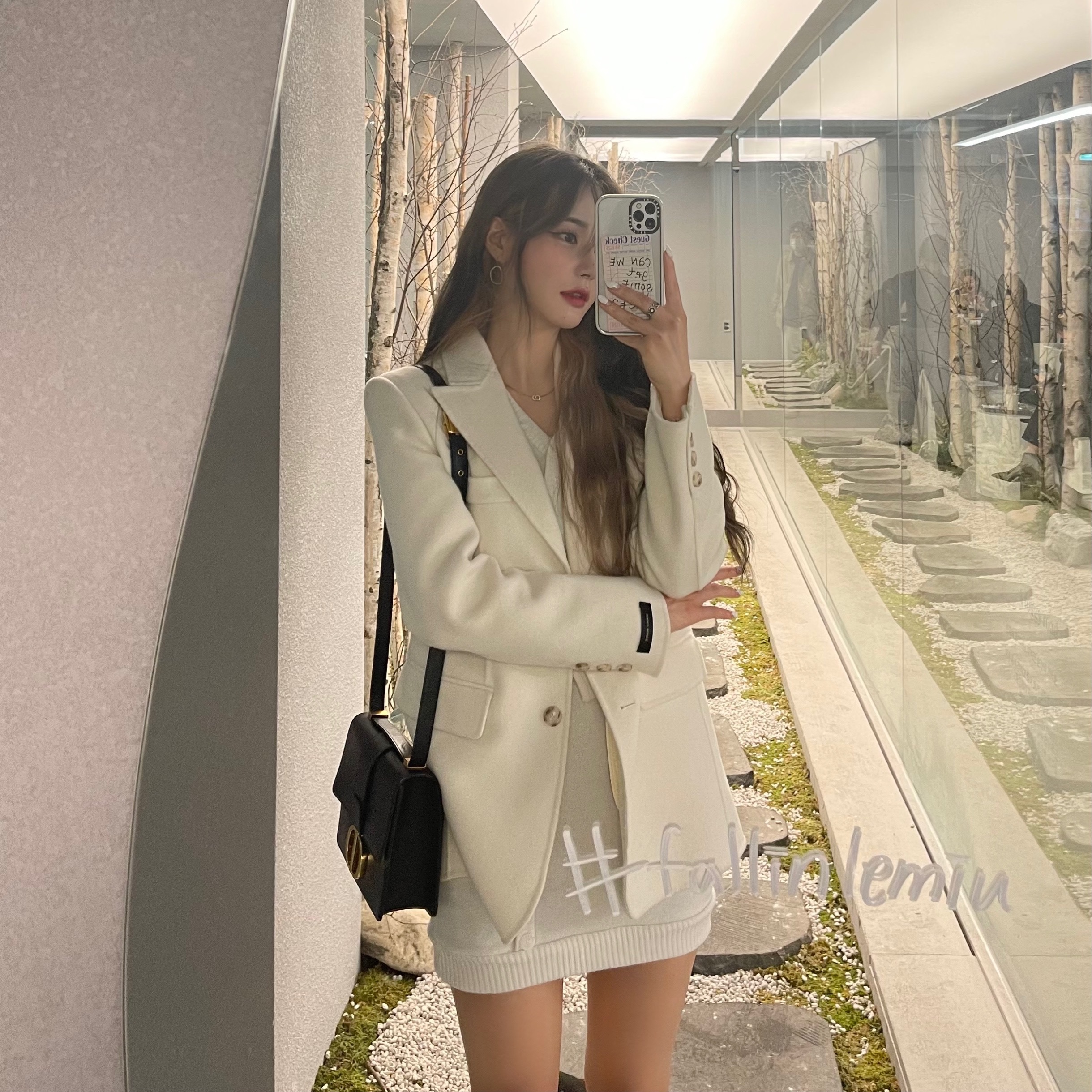 Dior 30 Montaigne Bag Box Calfskin Black Gold 착용 스타일 - 2