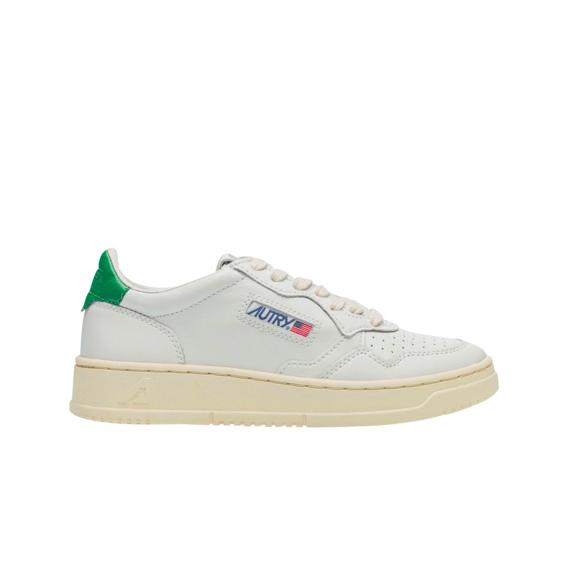 (W) 오트리 메달리스트 로우 레더 스니커즈 화이트 그린((W) Autry Medalist Low Leather Sneakers White Green)