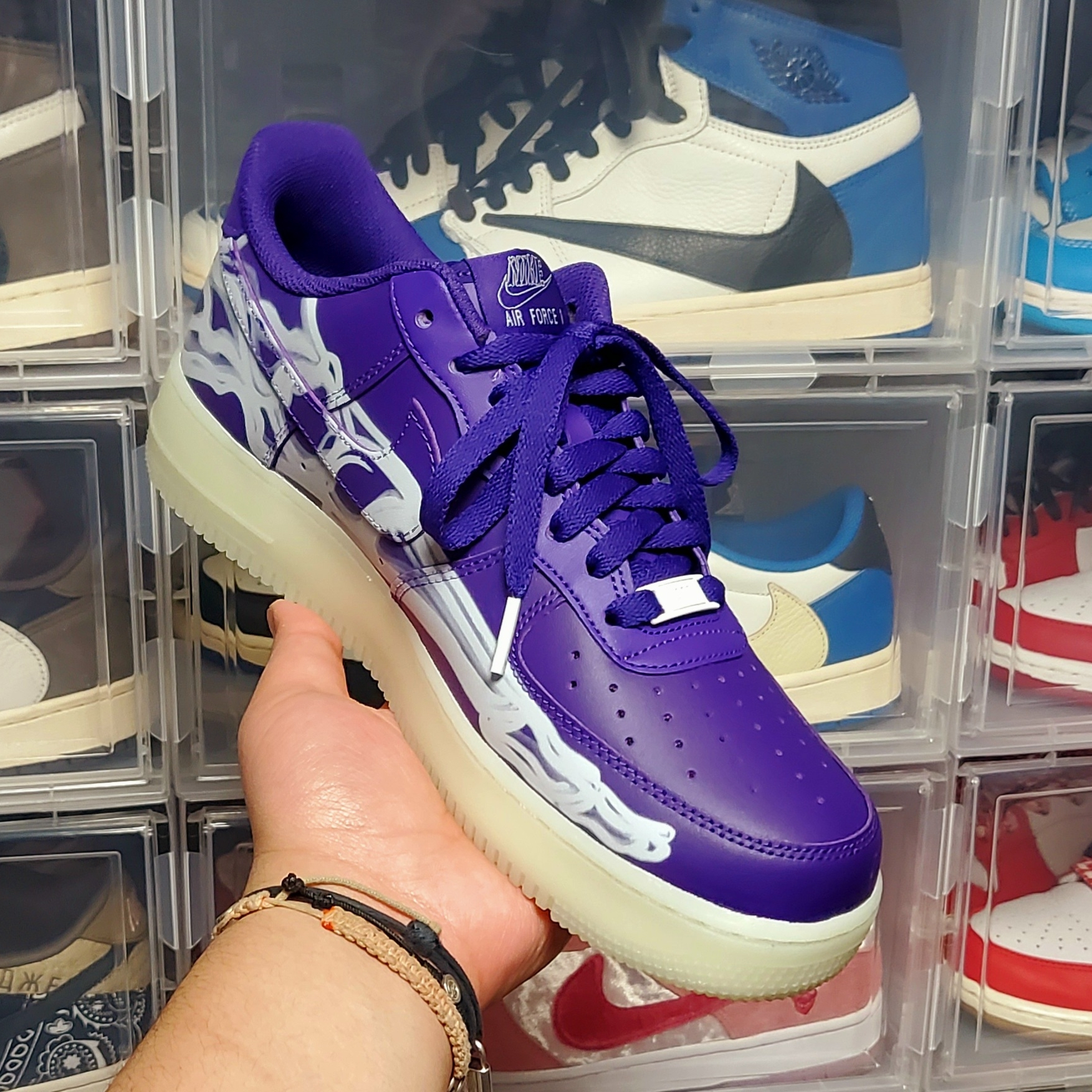 Nike Air Force 1 Low '07 Purple Skeleton 착용 스타일 - 4