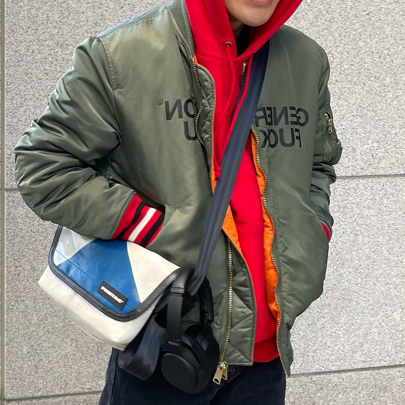 Nike x Supreme Air Force 1 High World Famous Red 착용 스타일 - 2