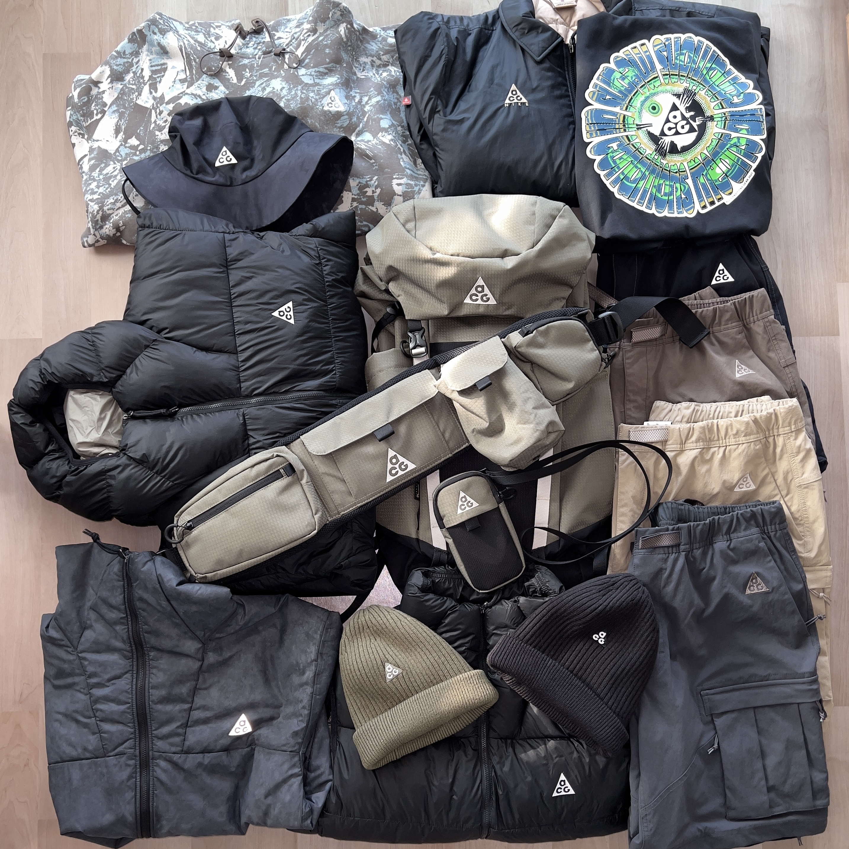 Nike ACG Therma-Fit ADV Lunar Lake Puffer Vest Black - Asia, Nike NRG ACG Therma-Fit ADV Rope De Dope Black - Asia 착용 스타일