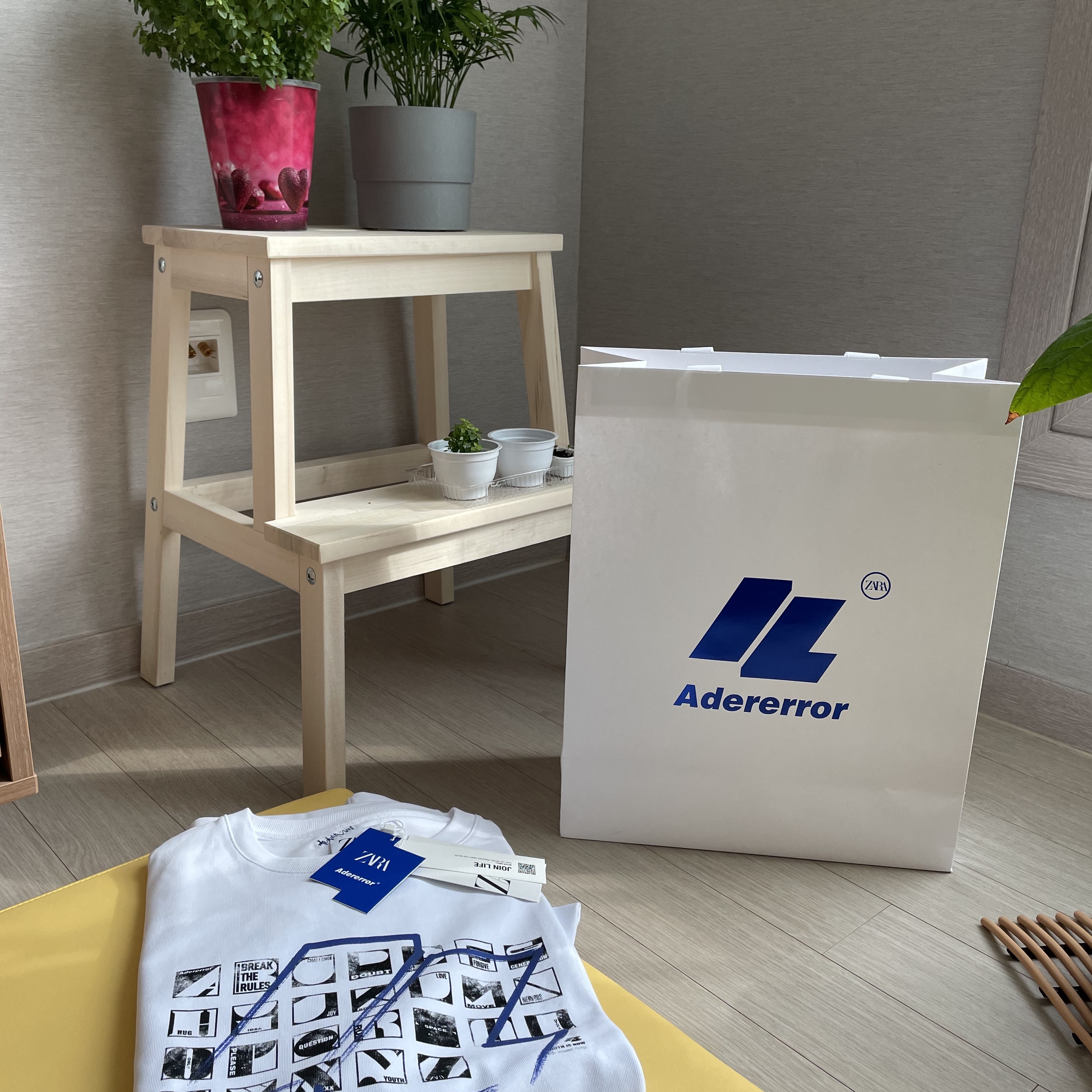 Zara x Ader Error Graphic T-Shirt White 착용 스타일