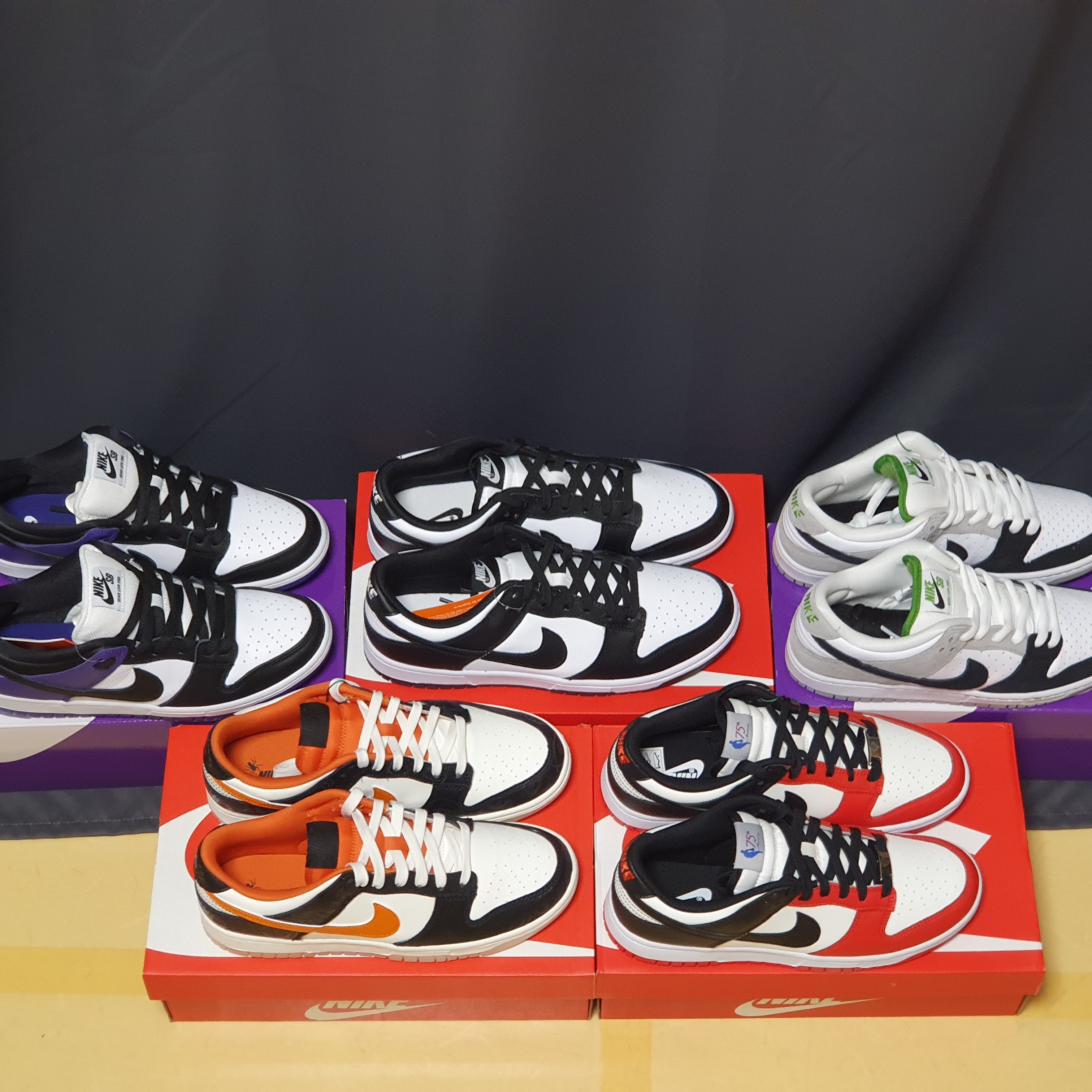 Nike SB Dunk Low Pro Court Purple, Nike Dunk Low Retro Black 착용 스타일 - 1