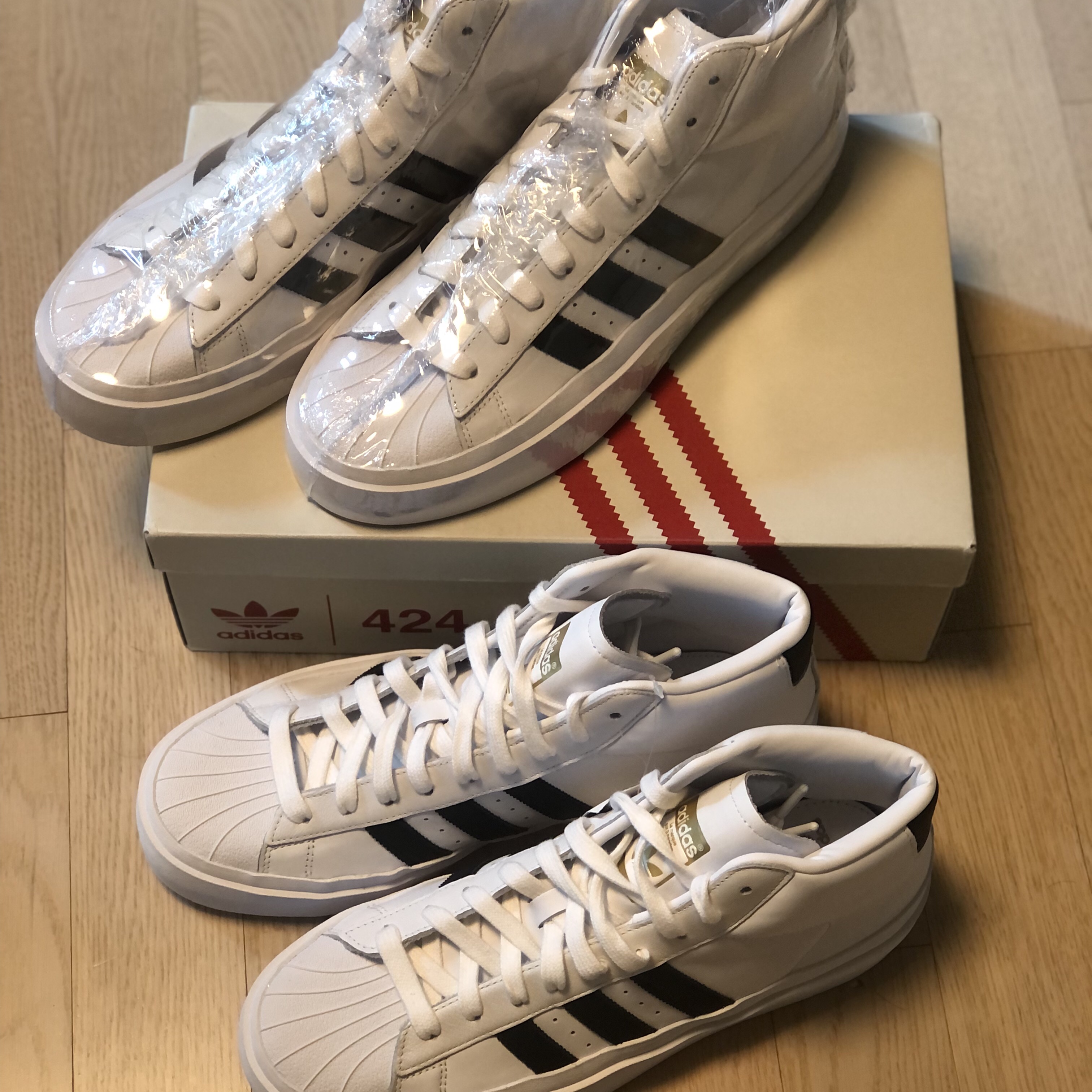 Adidas Pro Model 424 White 착용 스타일