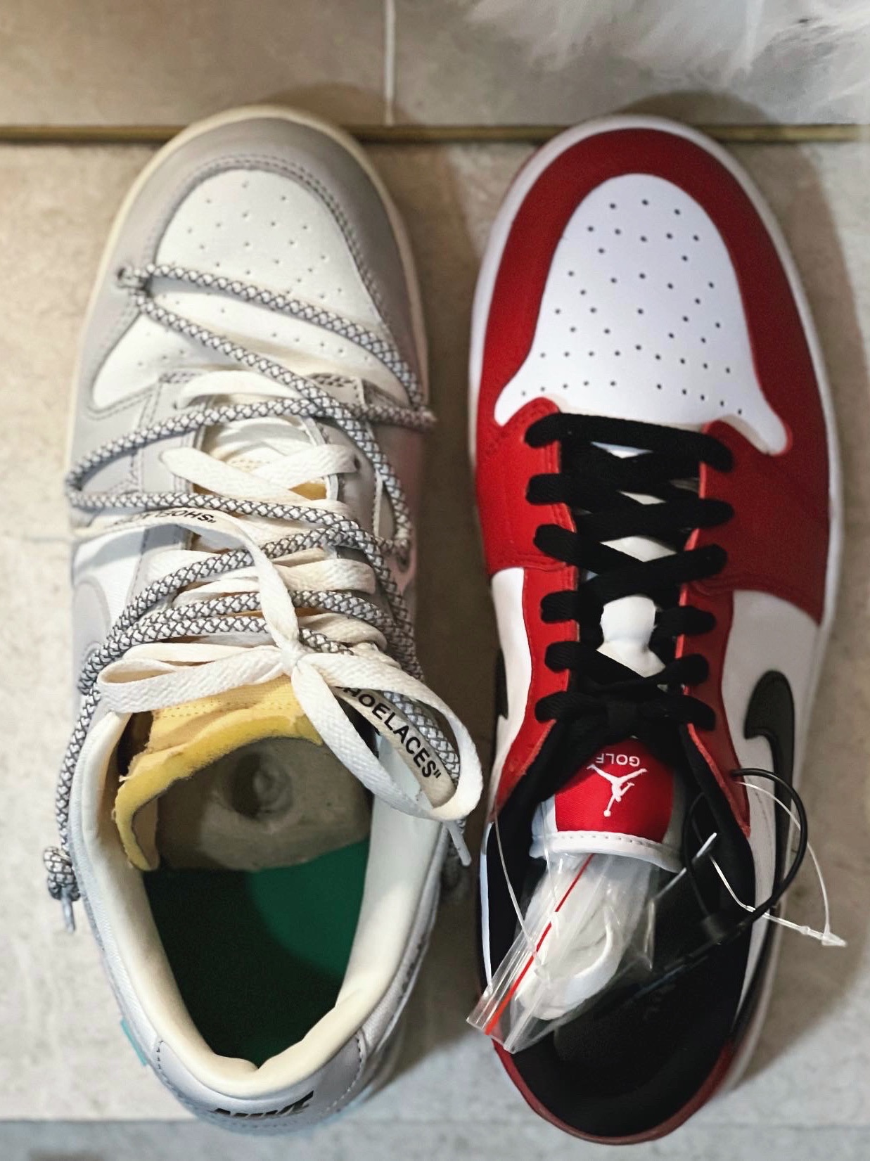 (W) Jordan 1 Retro High OG Lucky Green, Jordan 1 Low Golf Chicago 착용 스타일 - 2