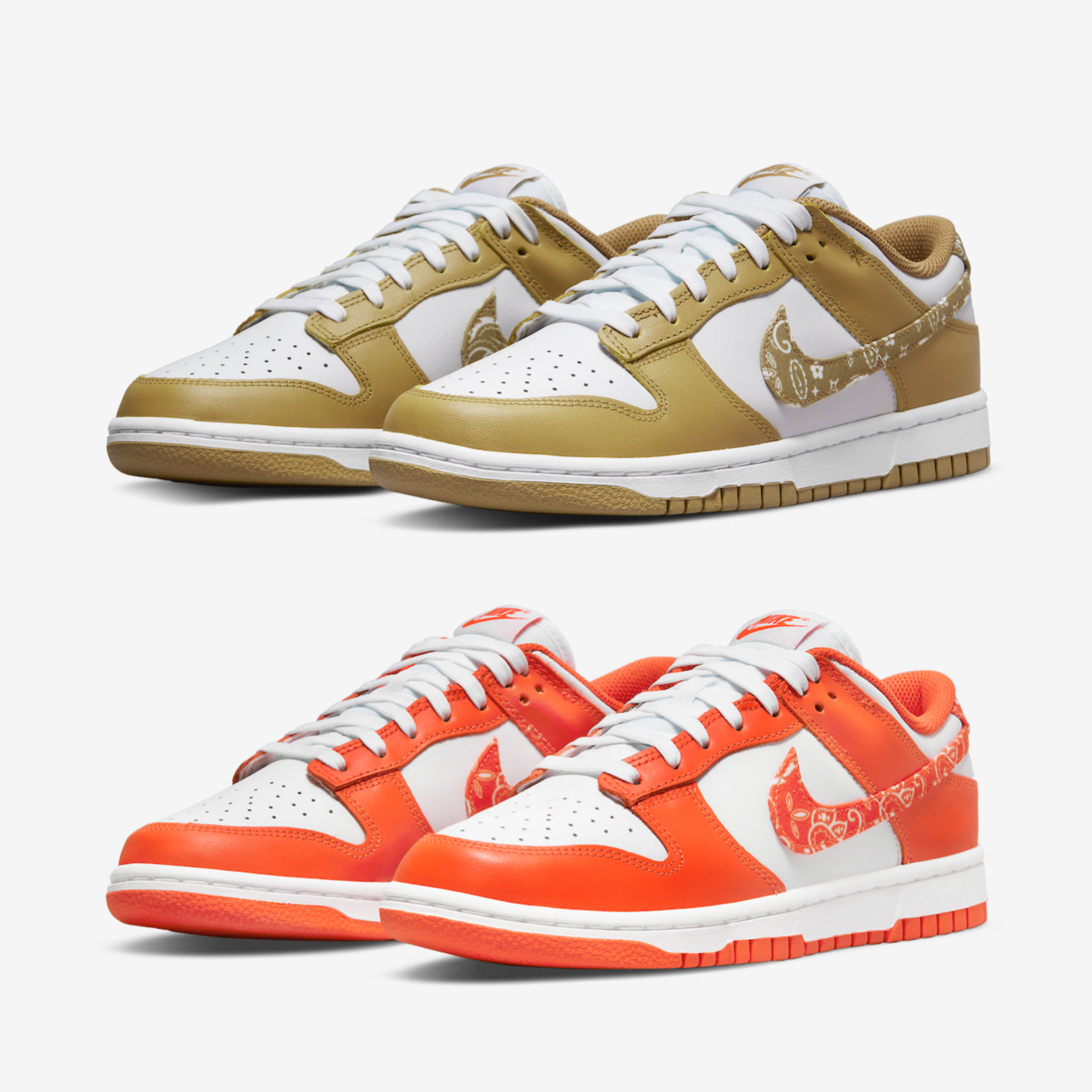 (W) Nike Dunk Low Essential Orange Paisley, (W) Nike Dunk Low Essential Barley Paisley 착용 스타일 - 2