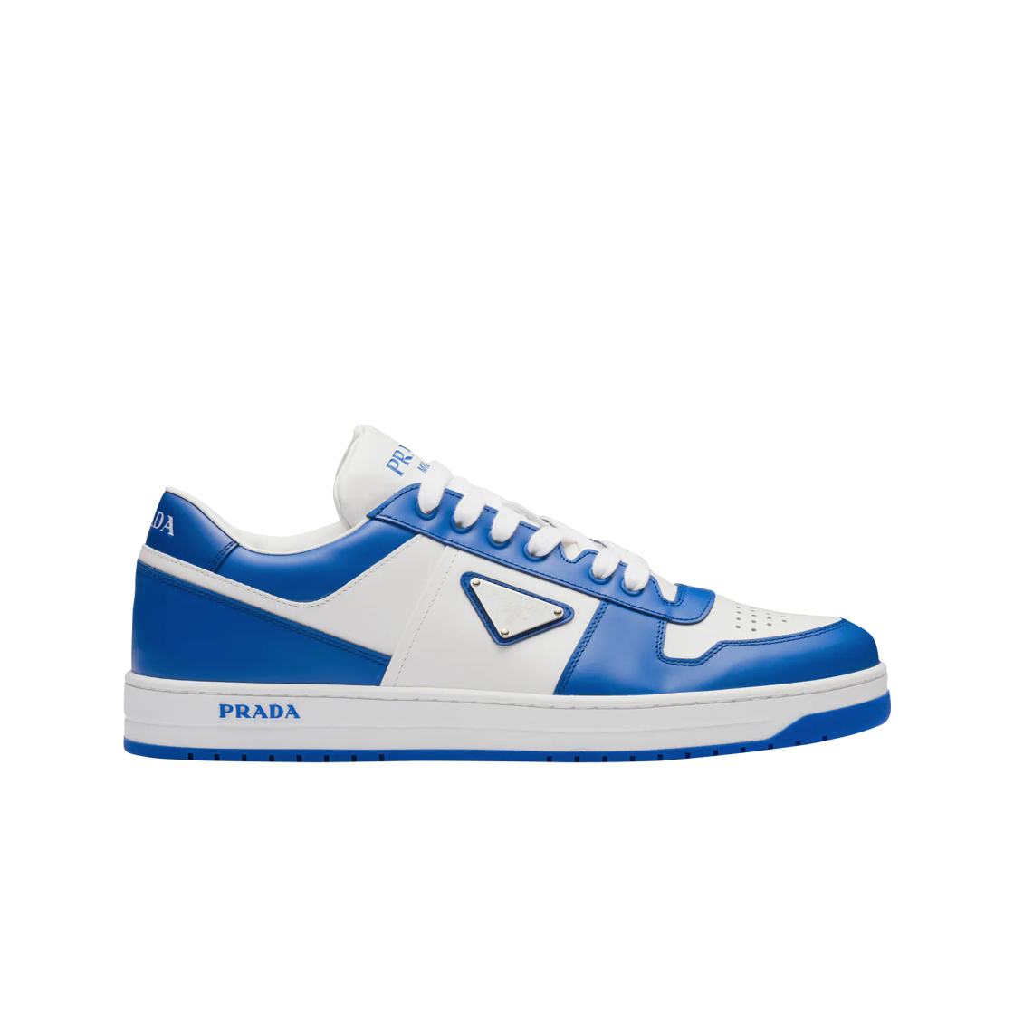 프라다 다운타운 레더 스니커즈 화이트 코발트 블루(Prada Downtown Leather Sneakers White Cobalt Blue)