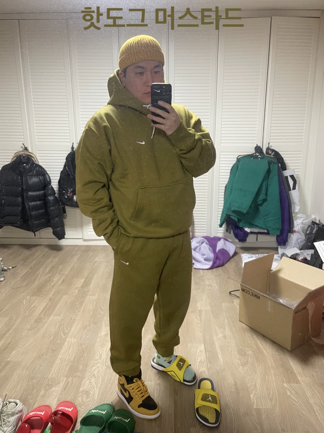 Nike NRG Solo Swoosh Fleece Hoodie Mystic Green - Asia, Supreme Washed Chino Twill Camp Cap Denim - 21FW μ°©μ© μ€νμΌ - 2