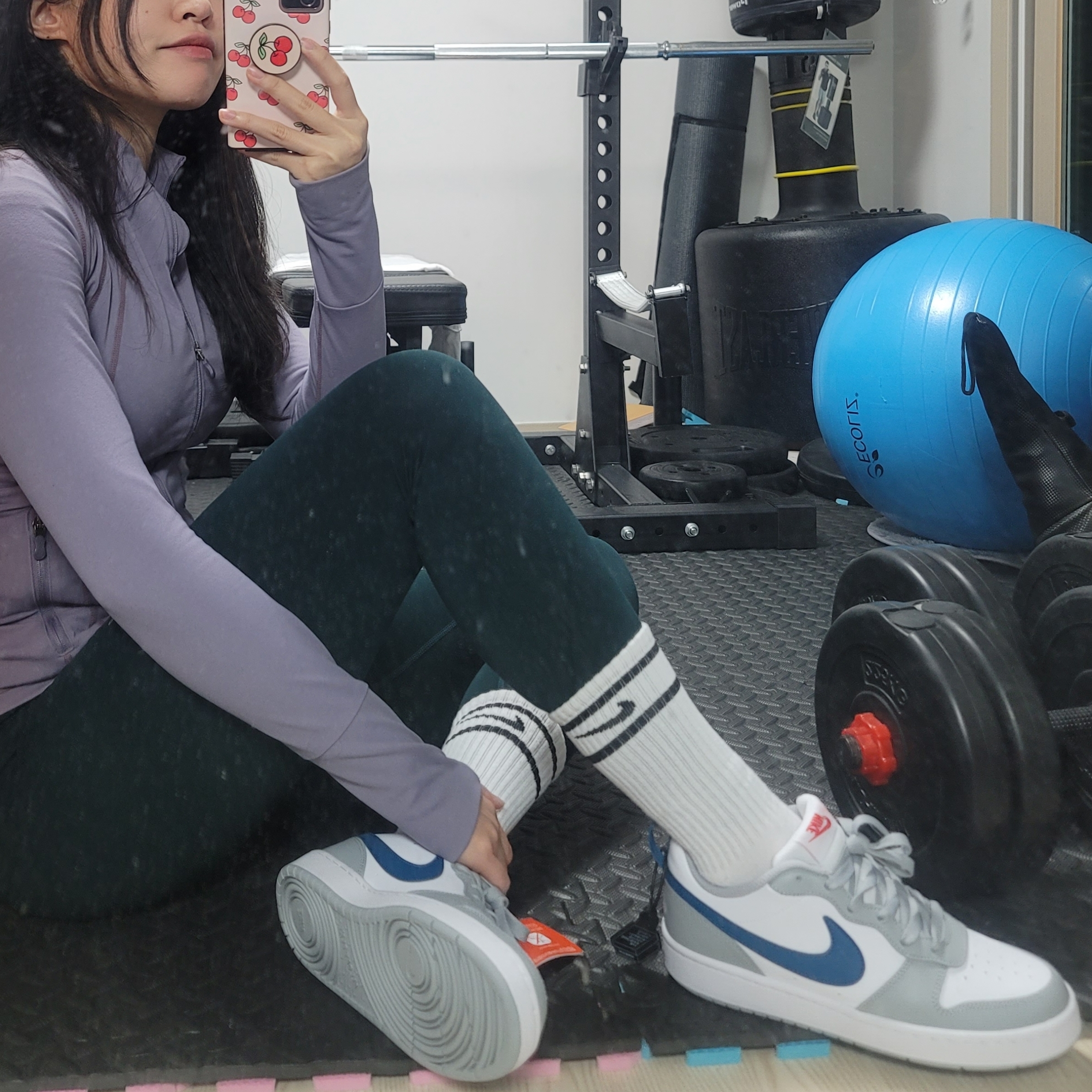 (GS) Nike Court Borough Low 2 Light Smoke Grey 착용 스타일