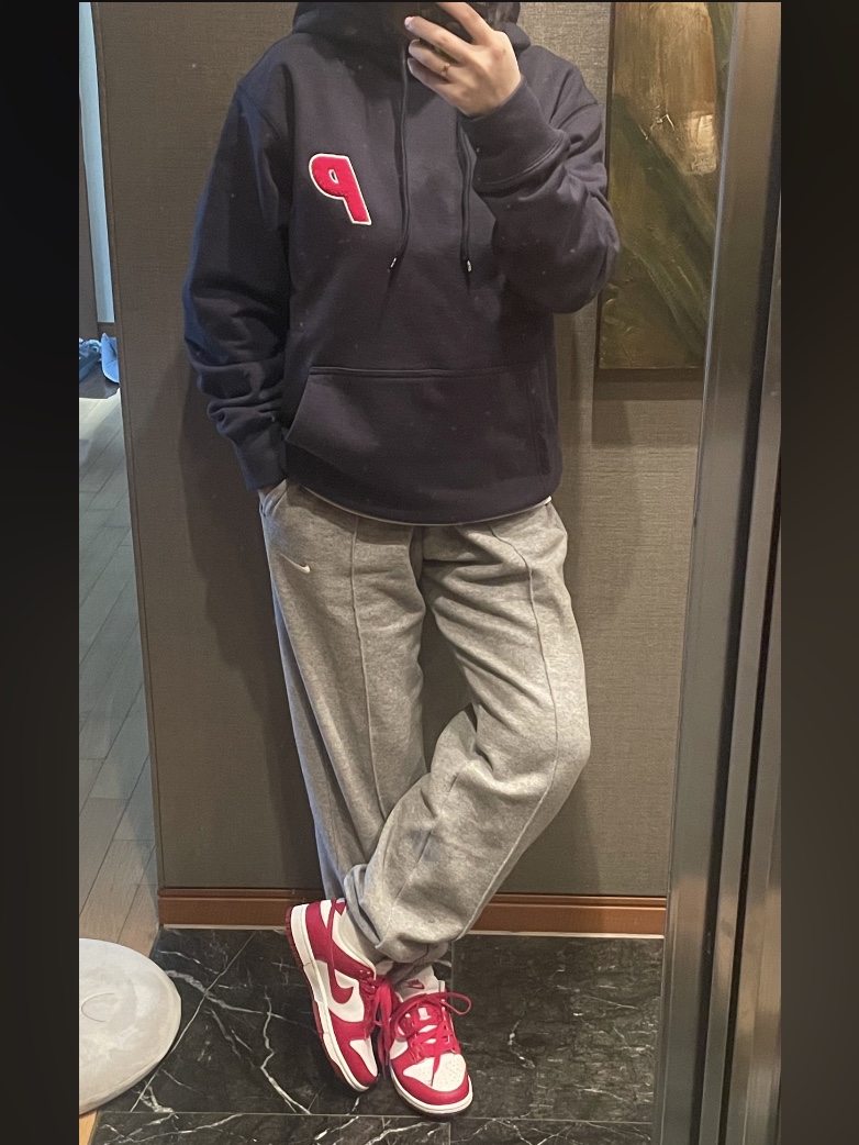 Palace Tri-Chenille Hood Navy - 21FW, (W) Nike Dunk Low Next Nature Gym Red 착용 스타일 - 1