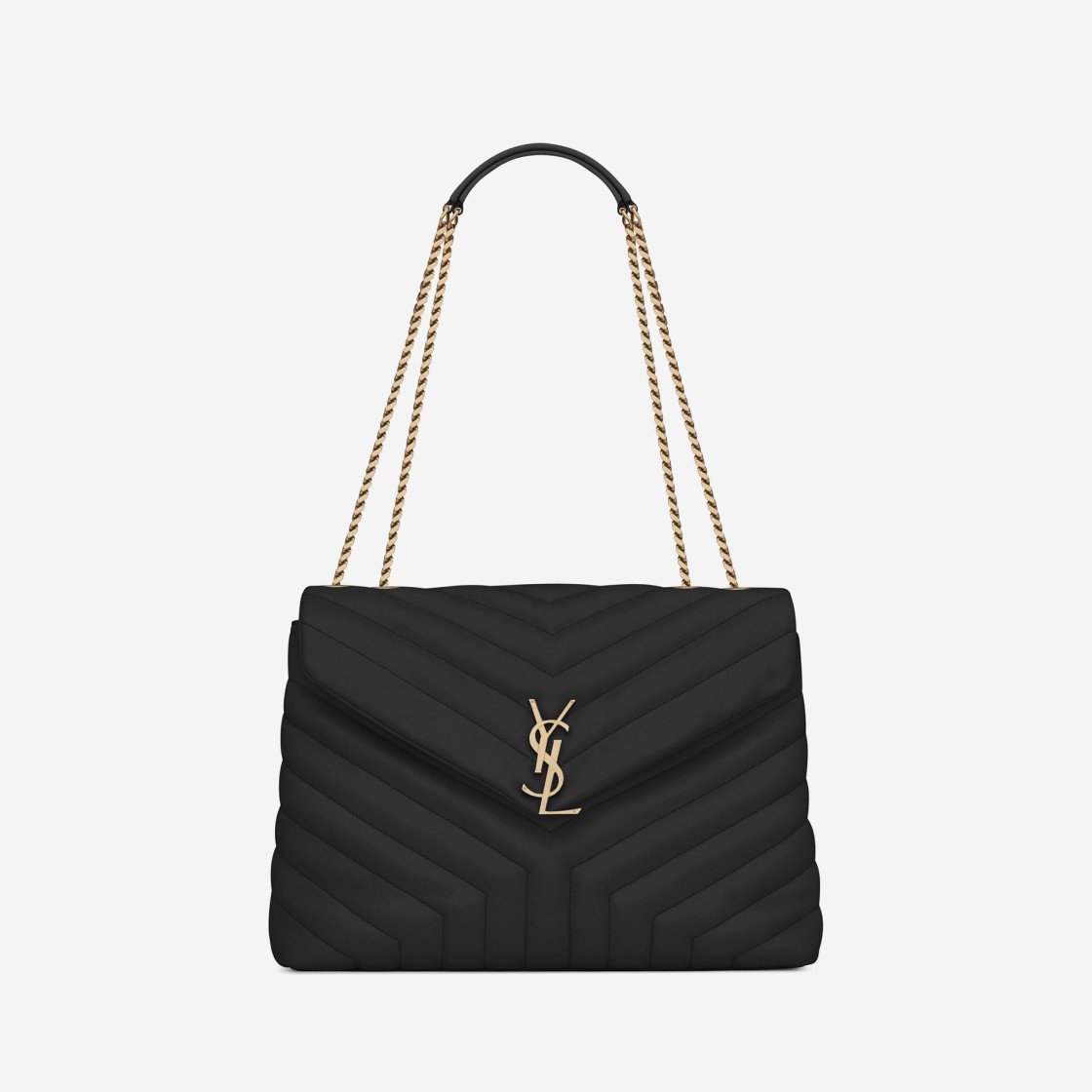 Saint Laurent Bronze Monogram Loulou Medium Bag in Matelasse Y Leather Black 상세 이미지 1