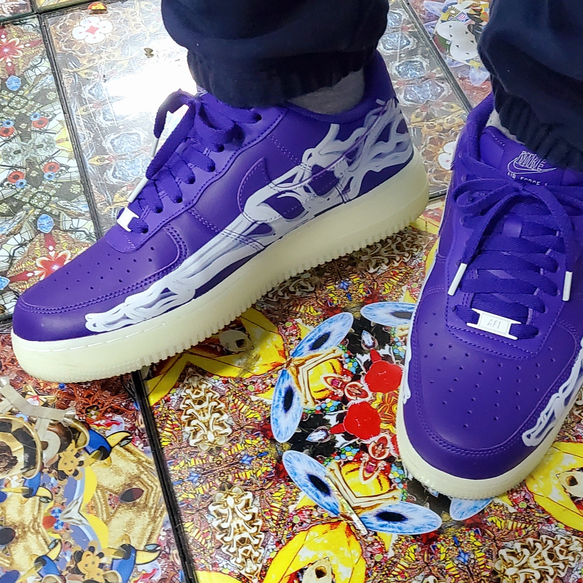 Nike Air Force 1 Low '07 Purple Skeleton 착용 스타일 - 5
