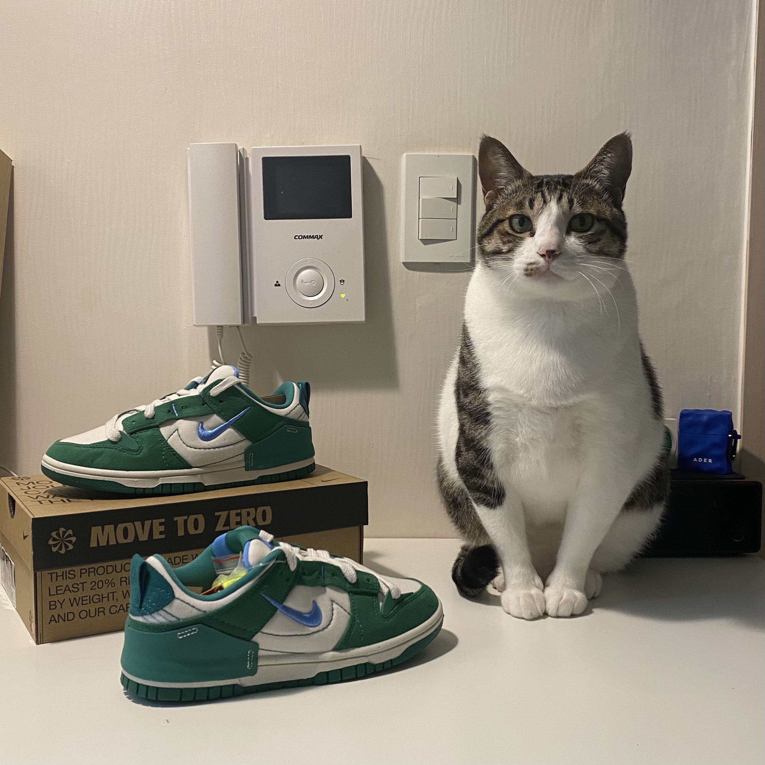 (W) Nike Dunk Low Disrupt 2 Phantom University Blue, Casetify x Ader Error AirPods Case 착용 스타일 - 2