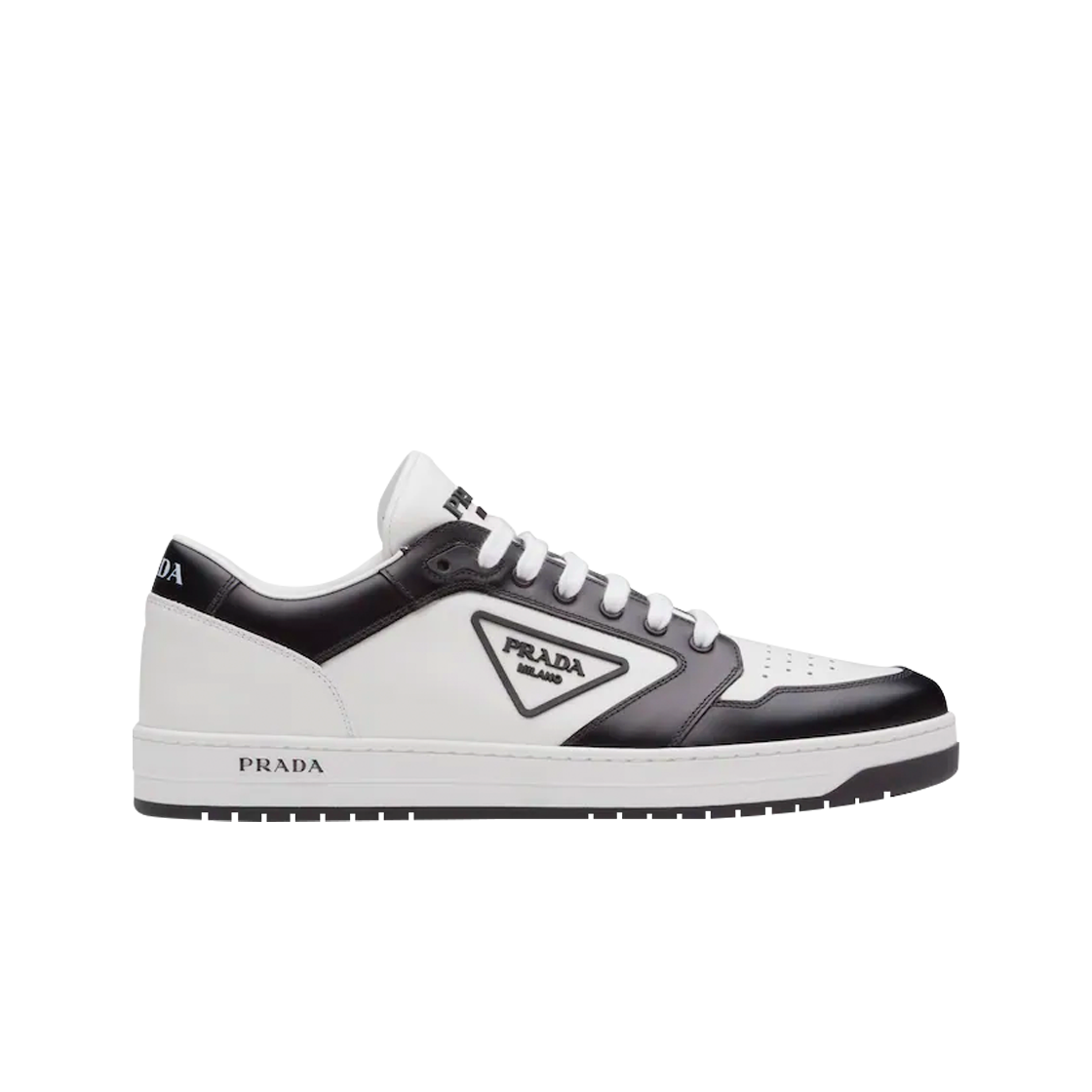 2EE363-3LJ6-F0964 Prada District Leather Sneakers White Black