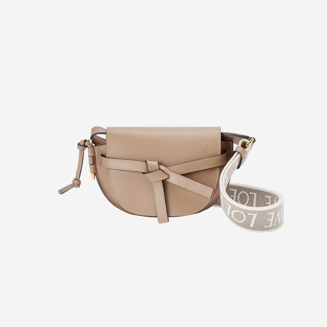 Loewe Mini Gate Dual Bag in Soft Calfskin and Jacquard Sand 상세 이미지 1