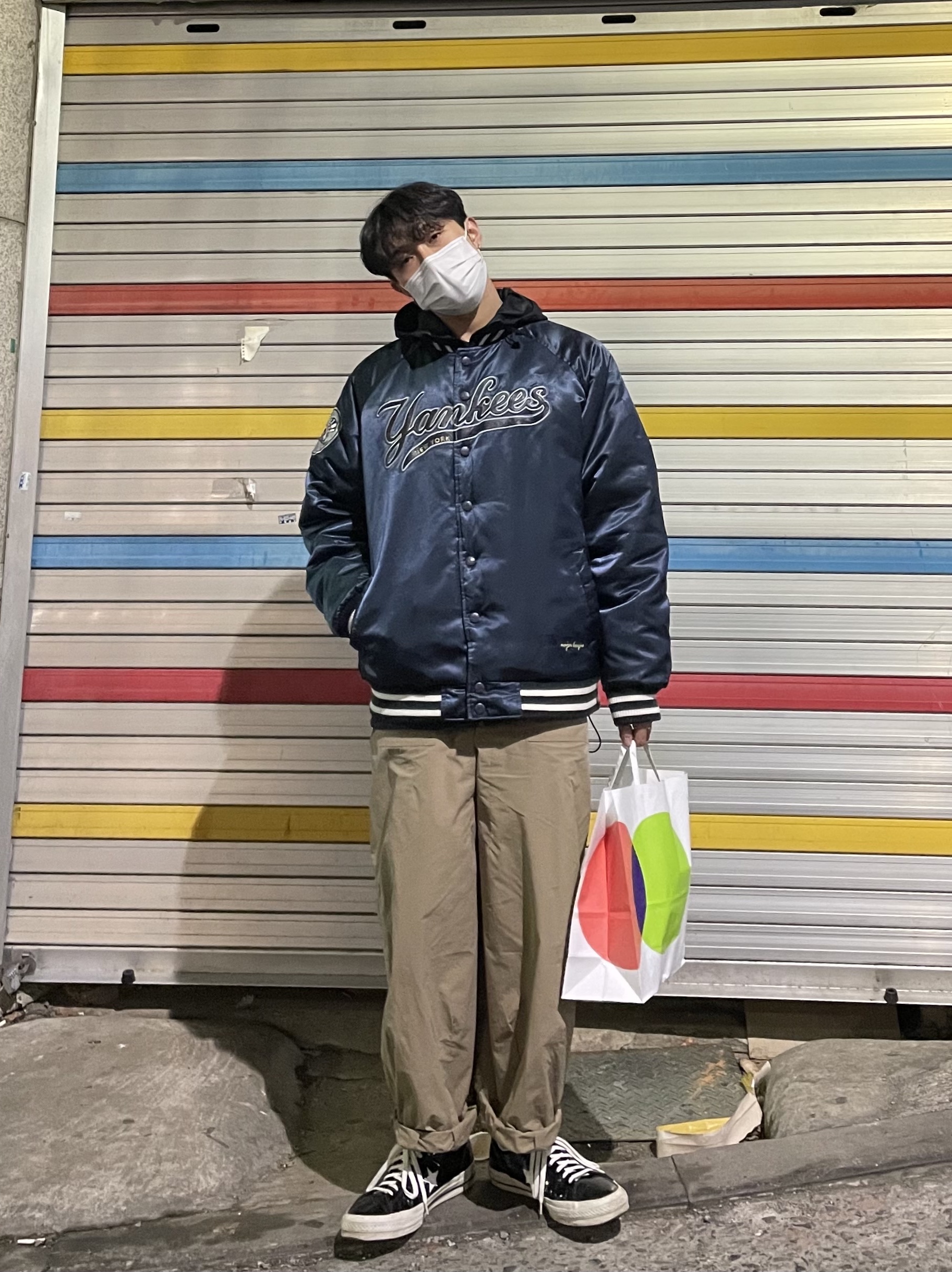 Converse One Star Ox HanByeol Black 착용 스타일