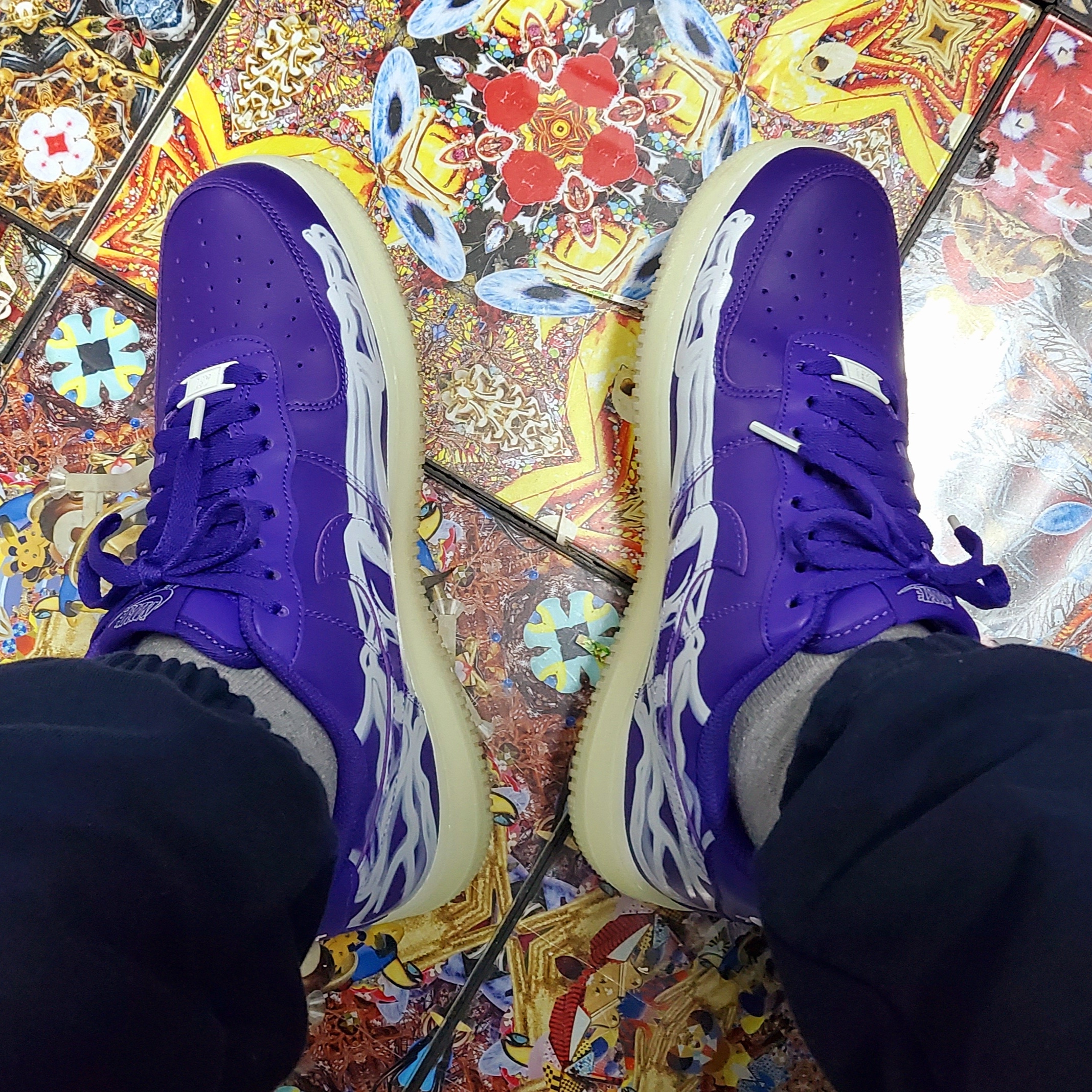 Nike Air Force 1 Low '07 Purple Skeleton 착용 스타일 - 3