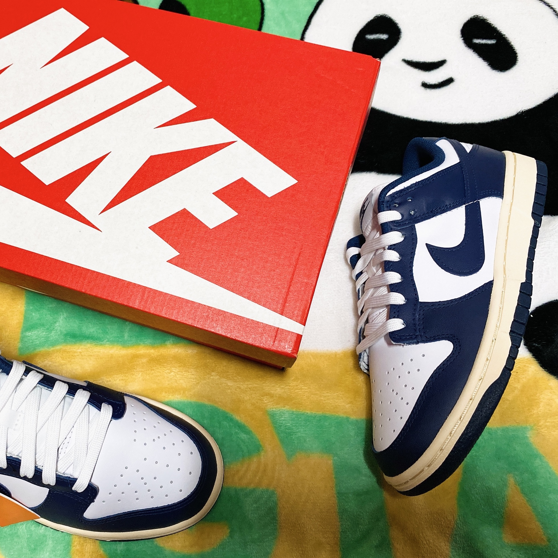 (W) Nike Dunk Low Vintage Midnight Navy 착용 스타일 - 5