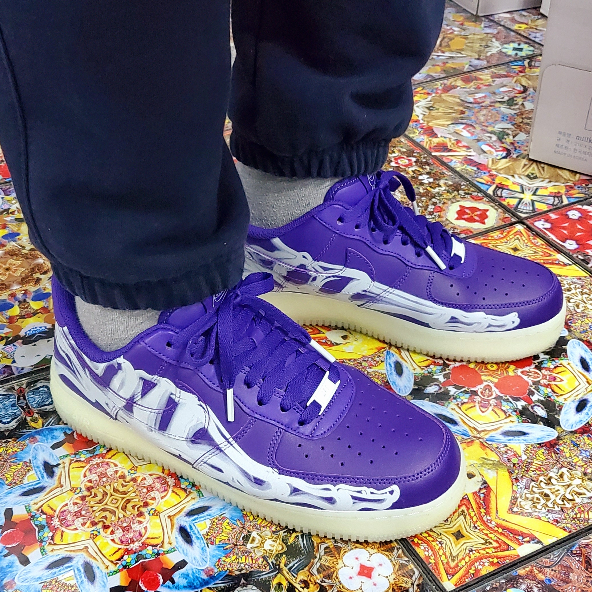 Nike Air Force 1 Low '07 Purple Skeleton 착용 스타일 - 4