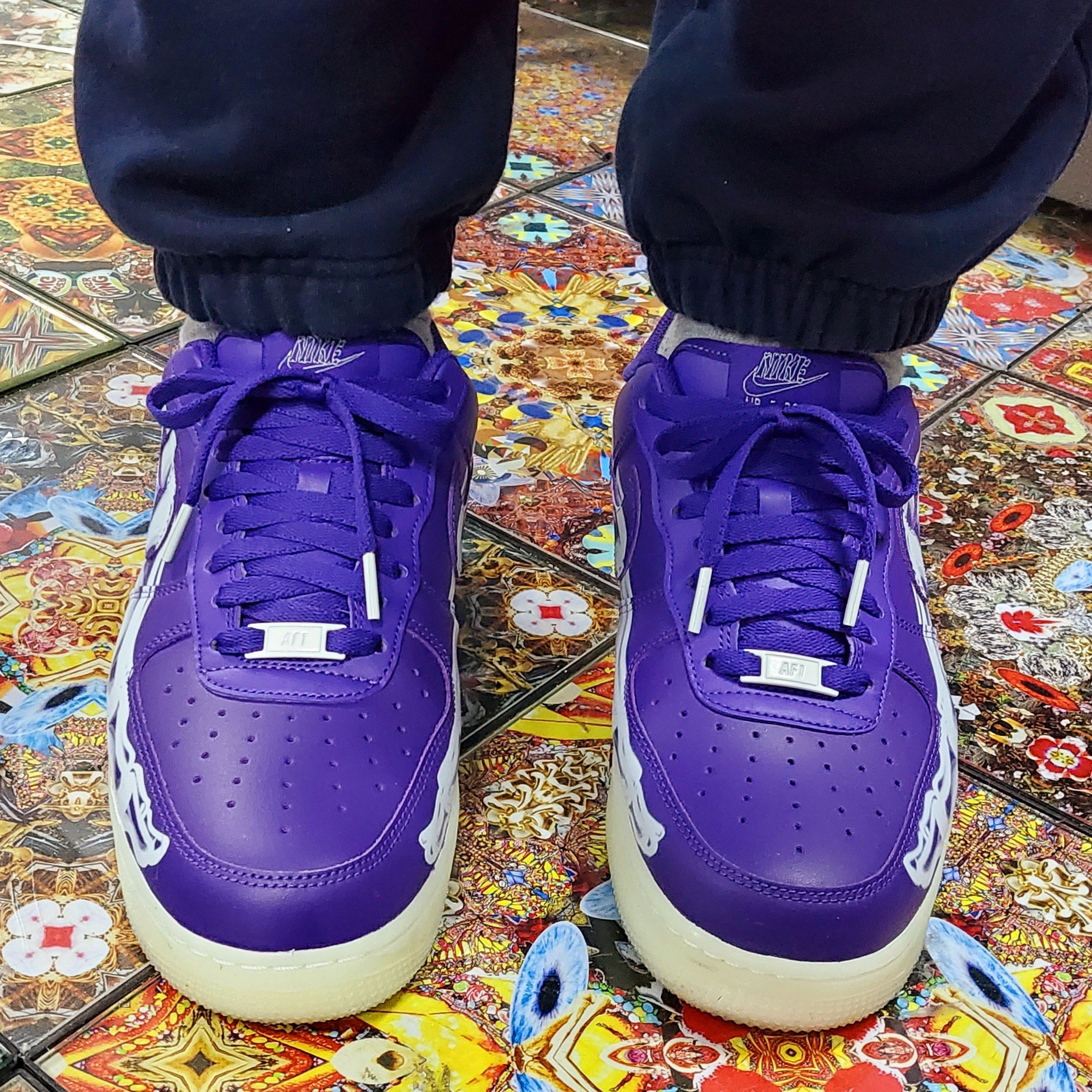 Nike Air Force 1 Low '07 Purple Skeleton 착용 스타일 - 1