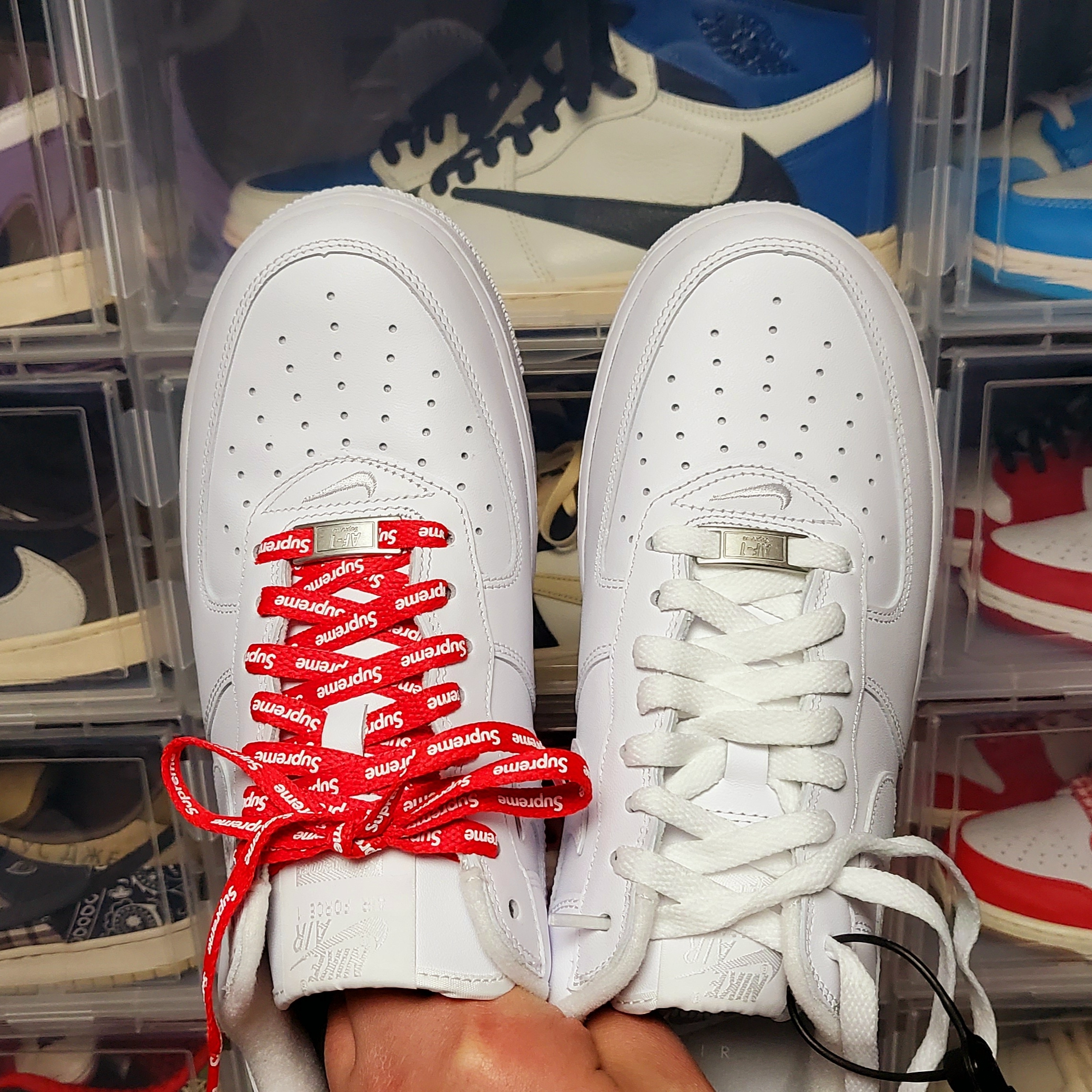 Nike x Supreme Air Force 1 Low White 착용 스타일 - 5