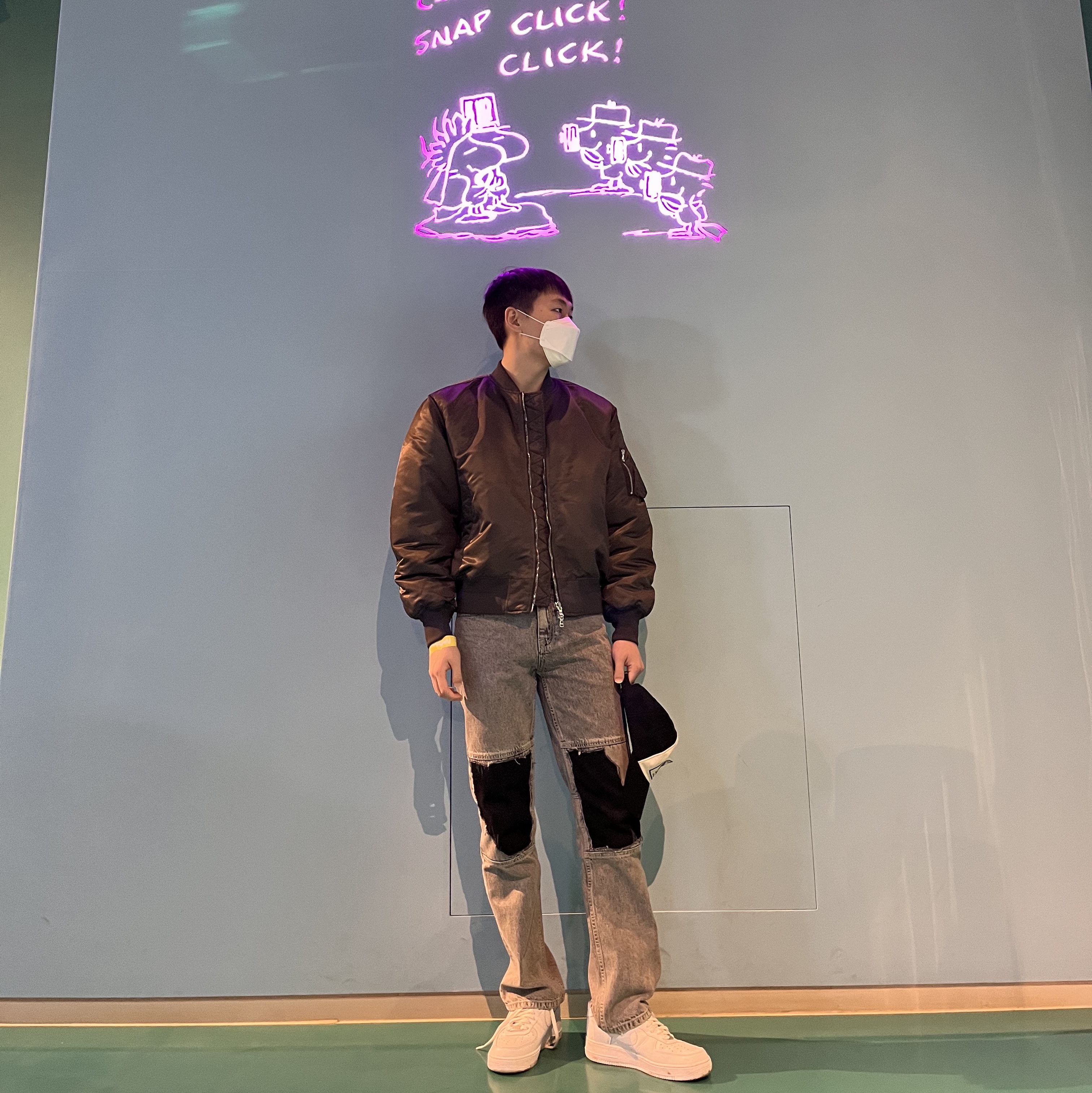 Nike Air Force 1 '07 Low White, IAB Studio x Obey Beenzino Icon Crew Ash Gray 착용 스타일 - 4