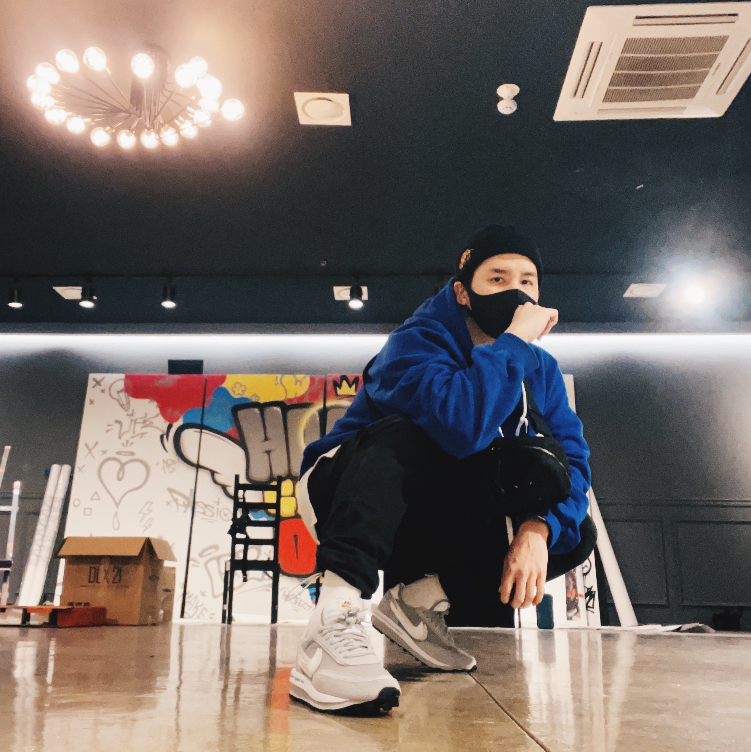 Nike x Sacai x Fragment LDWaffle Light Smoke Grey 착용 스타일