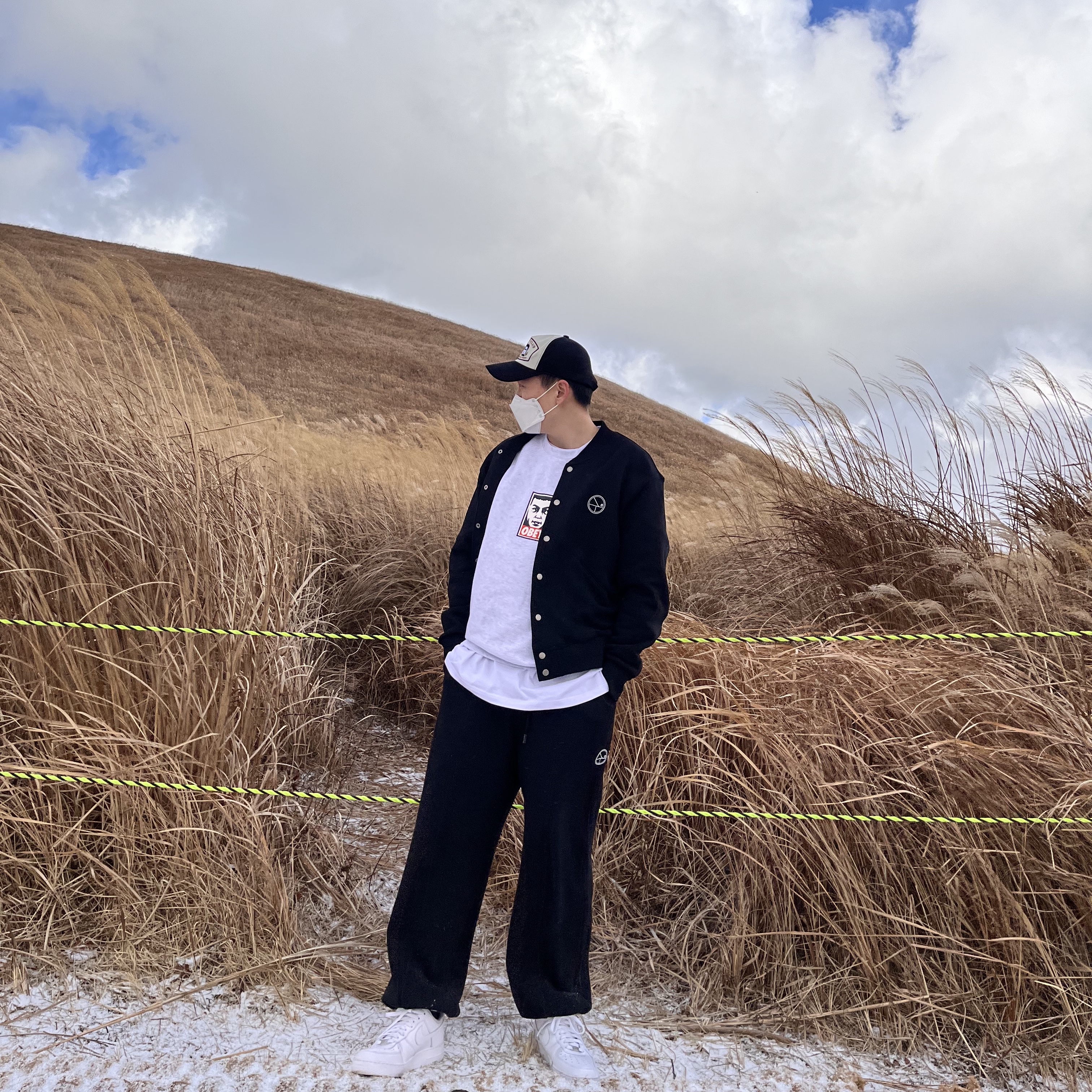 Nike Air Force 1 '07 Low White, IAB Studio x Obey Beenzino Icon Crew Ash Gray 착용 스타일 - 5