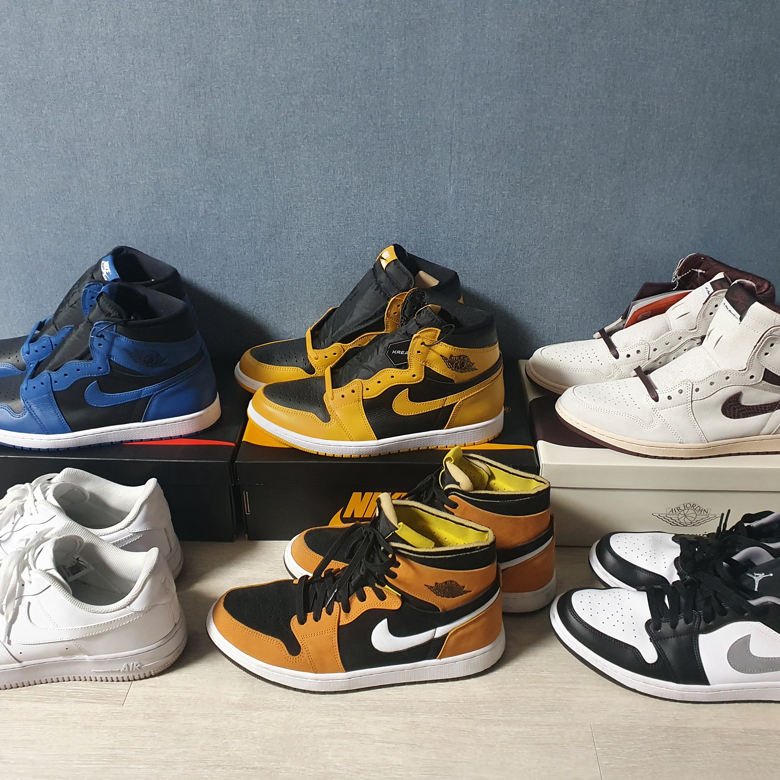 Jordan 1 Retro High OG Dark Marina Blue, Jordan 1 Retro High OG Pollen 착용 스타일