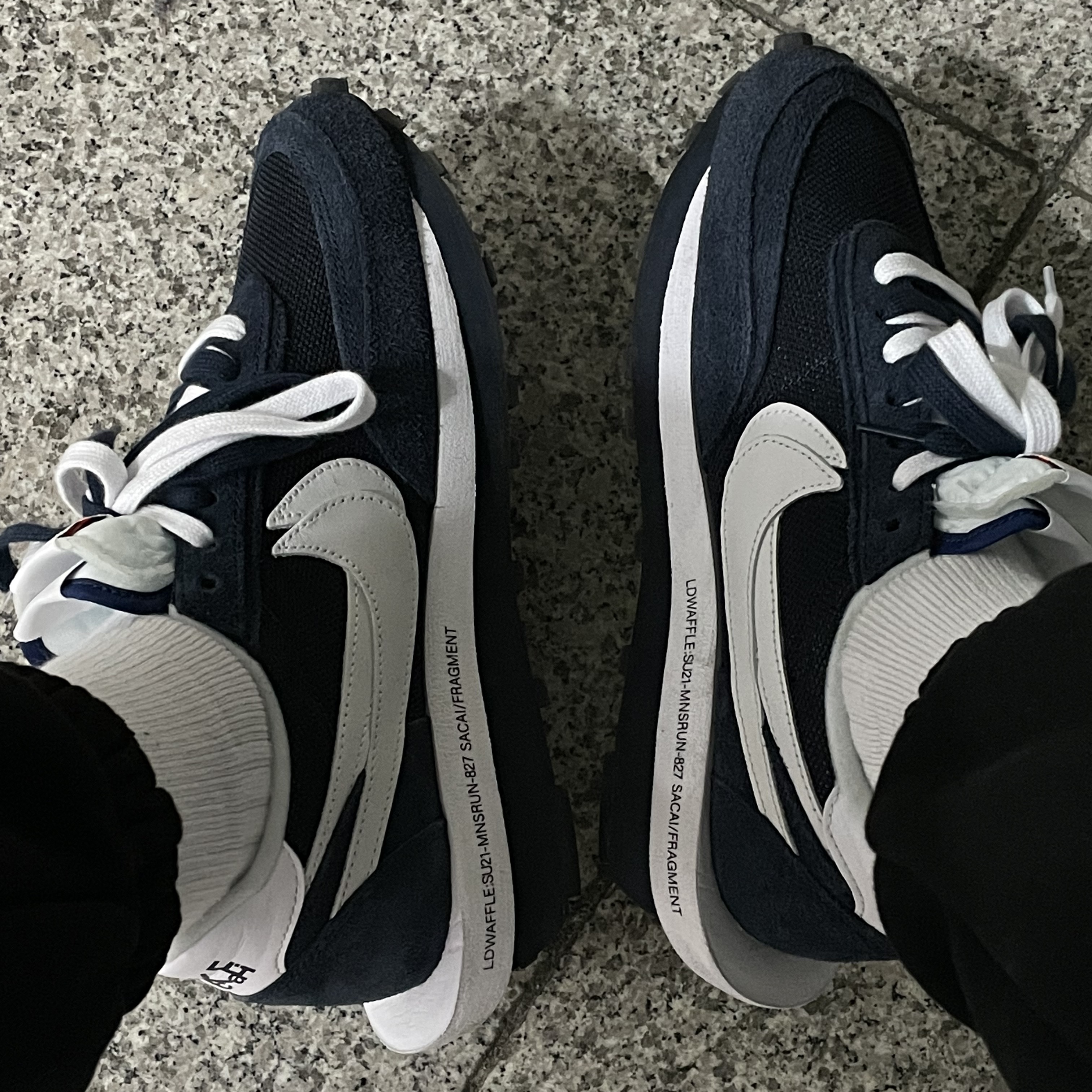 Nike x Sacai x Fragment LDWaffle Blackened Blue 착용 스타일