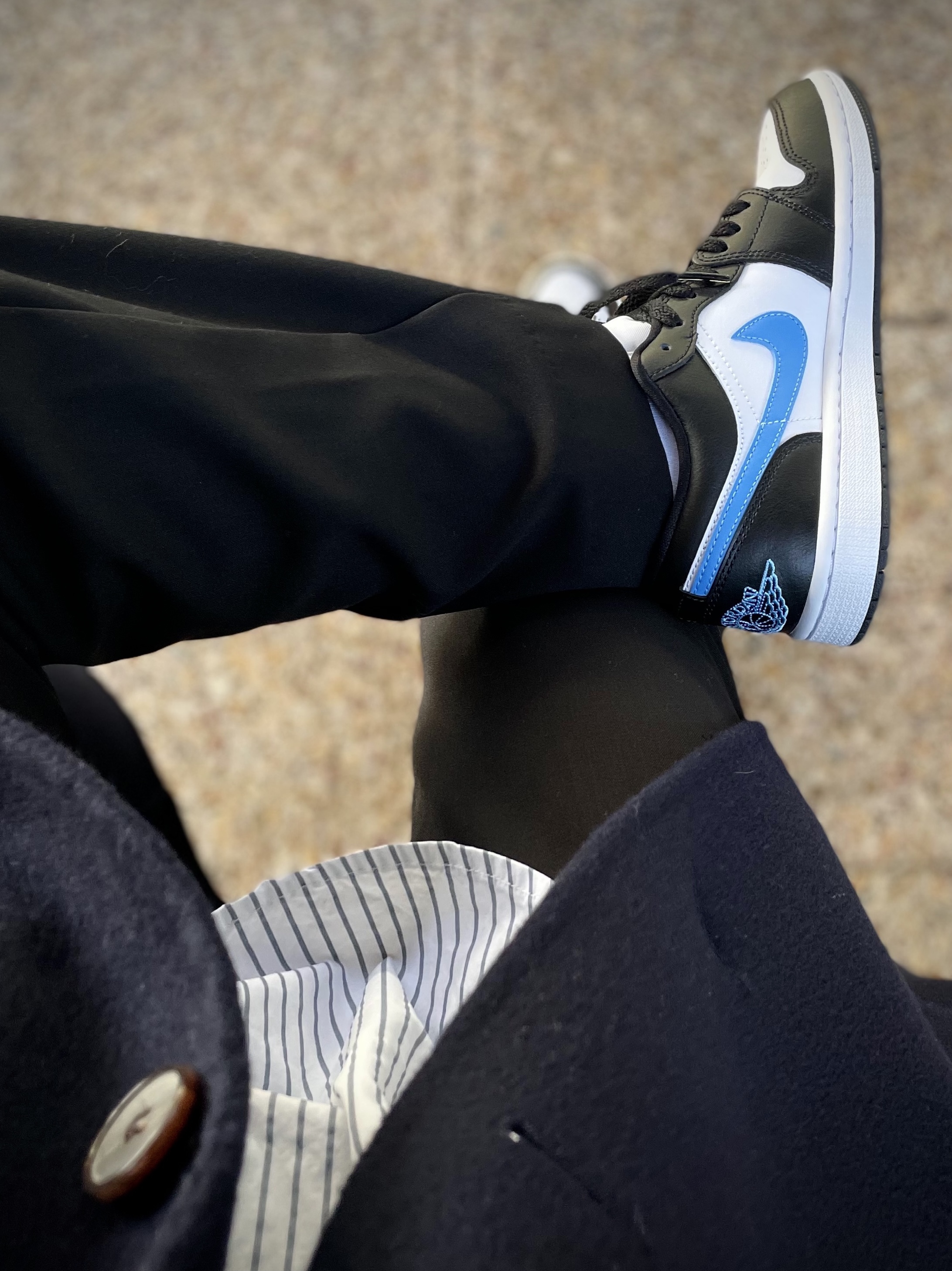 (W) Jordan 1 Low Black University Blue 착용 스타일 - 2