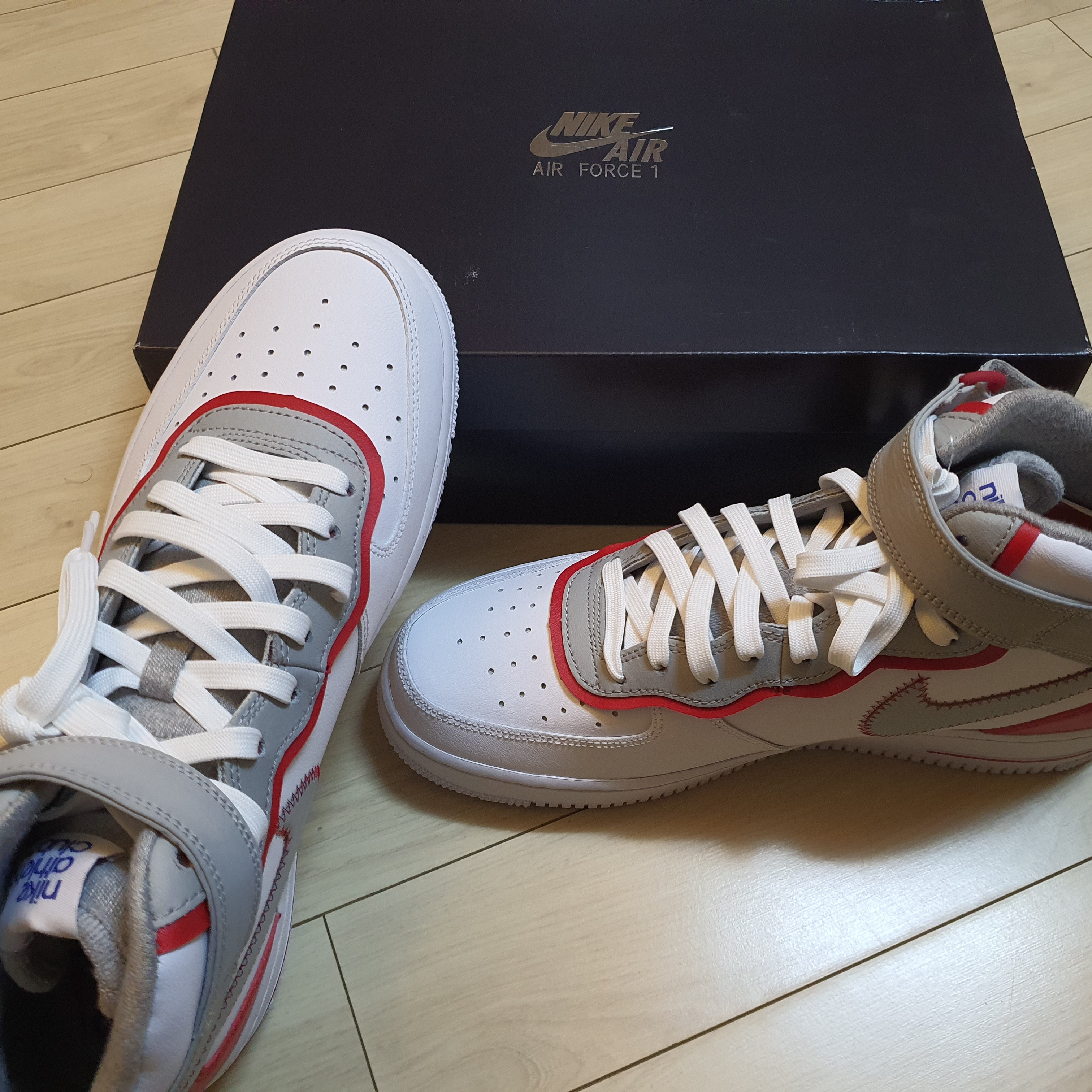 Nike Air Force 1 Mid '07 LV8 Athletic Club White Gym Red 착용 스타일 - 1