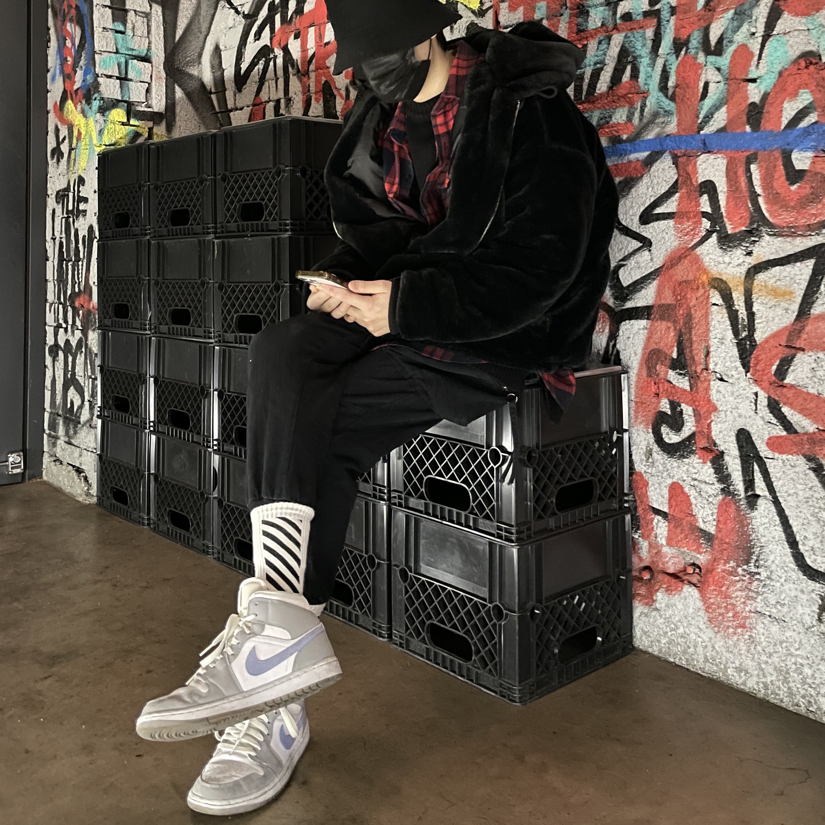 (W) Jordan 1 Mid Wolf Grey 착용 스타일