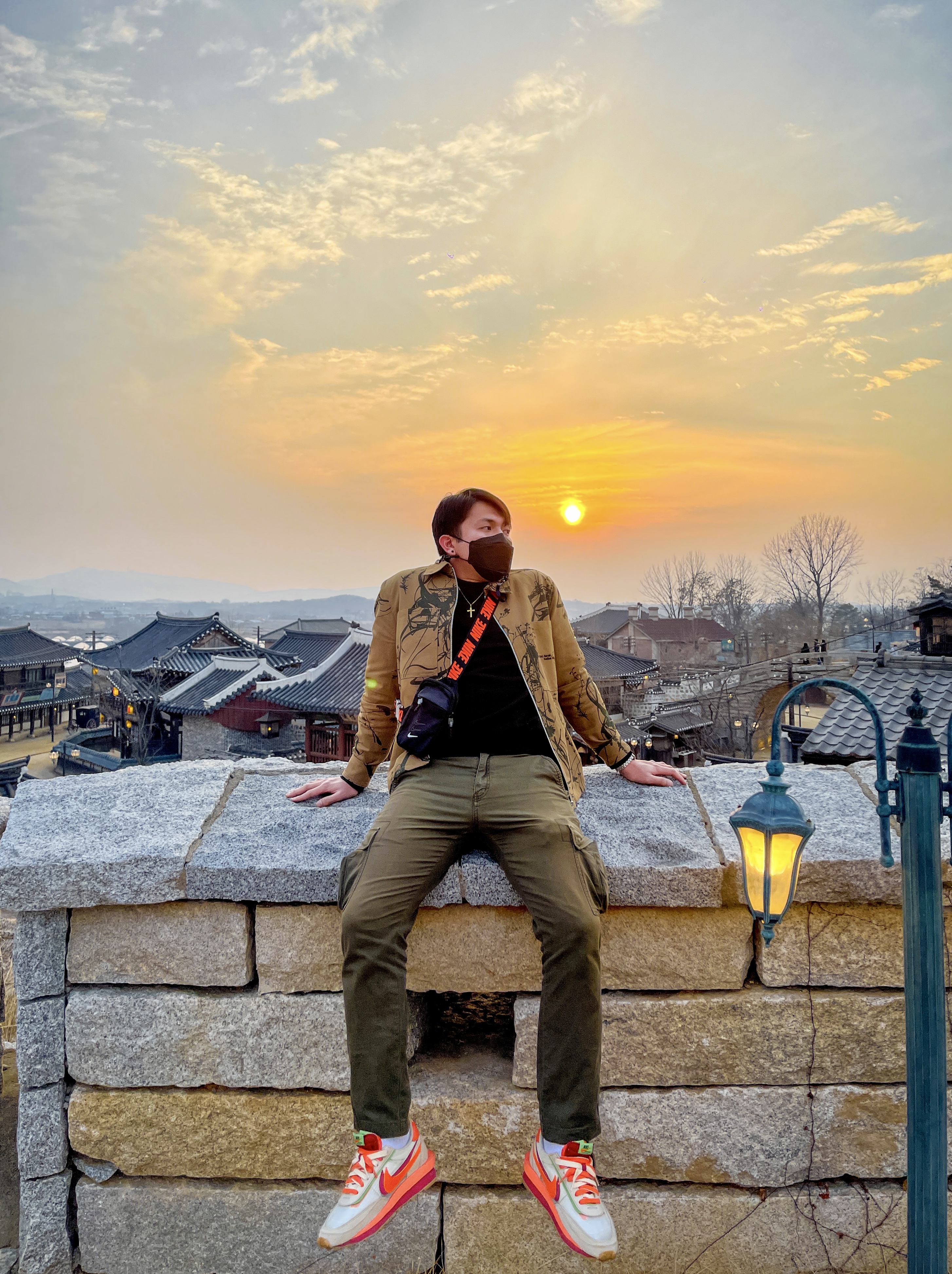 Nike x Sacai x Clot LDWaffle Orange Blaze 착용 스타일 - 1