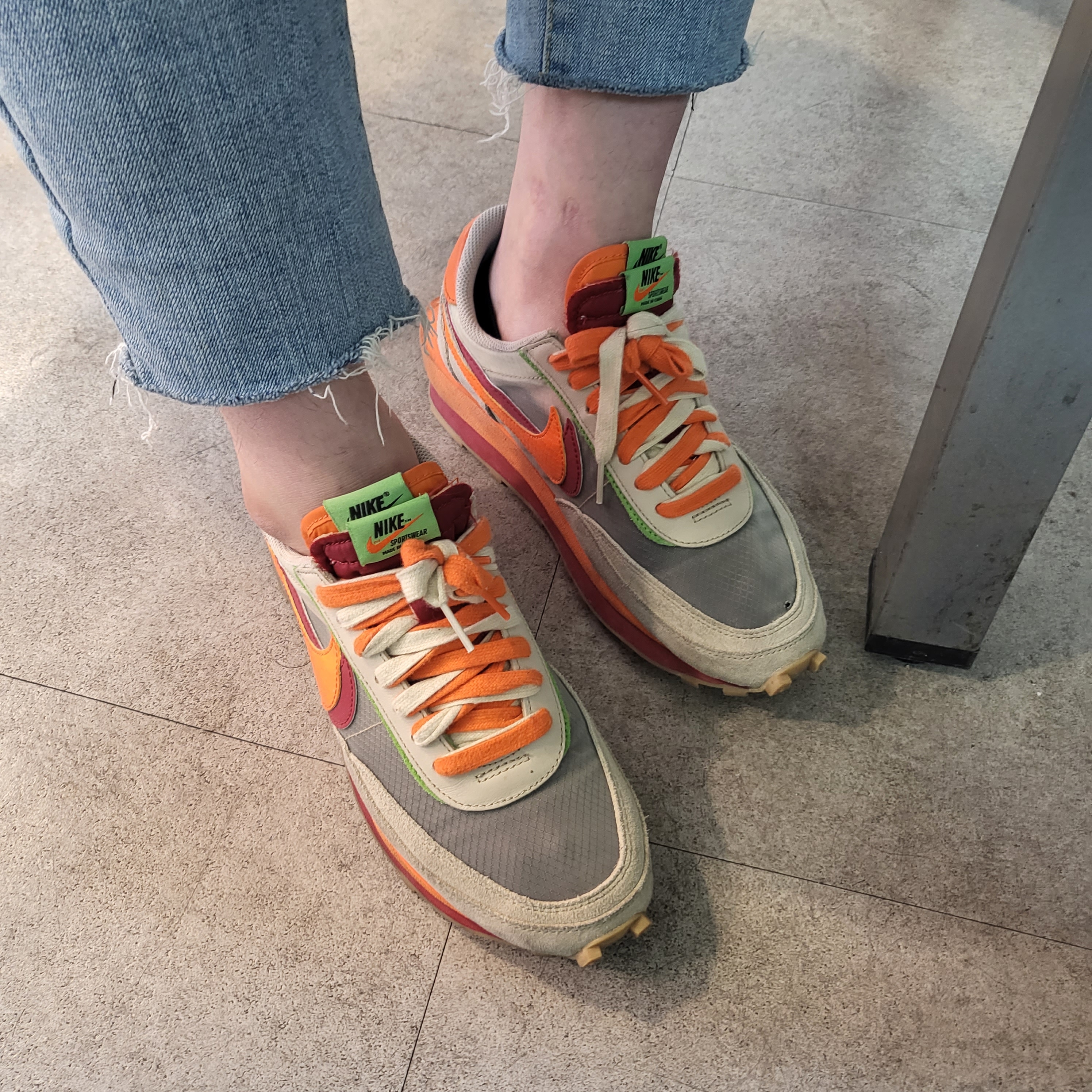 Nike x Sacai x Clot LDWaffle Orange Blaze 착용 스타일 - 1