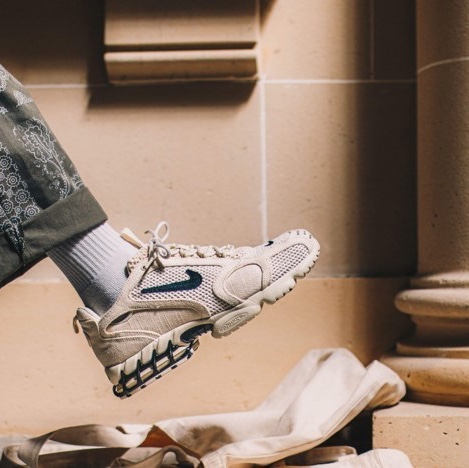 Nike x Stussy Air Zoom Spiridon Kukini White, Nike x Stussy Air Zoom Spiridon Cage 2 Black 착용 스타일 - 3