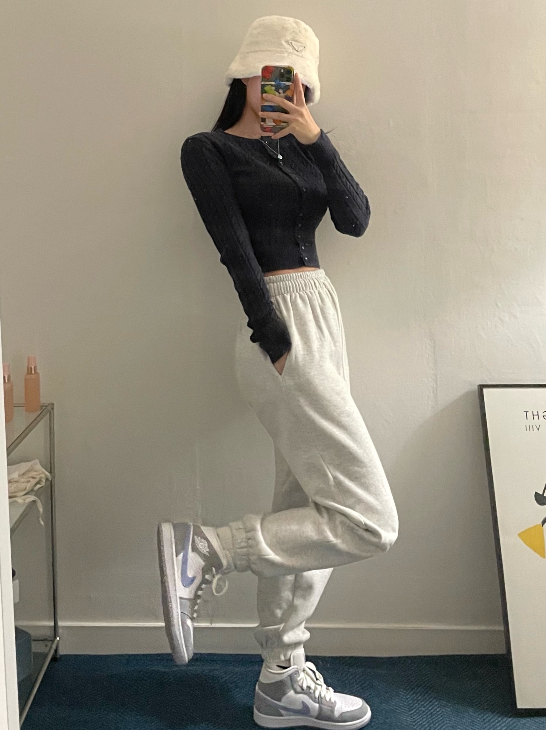 (W) Jordan 1 Mid Wolf Grey 착용 스타일 - 2