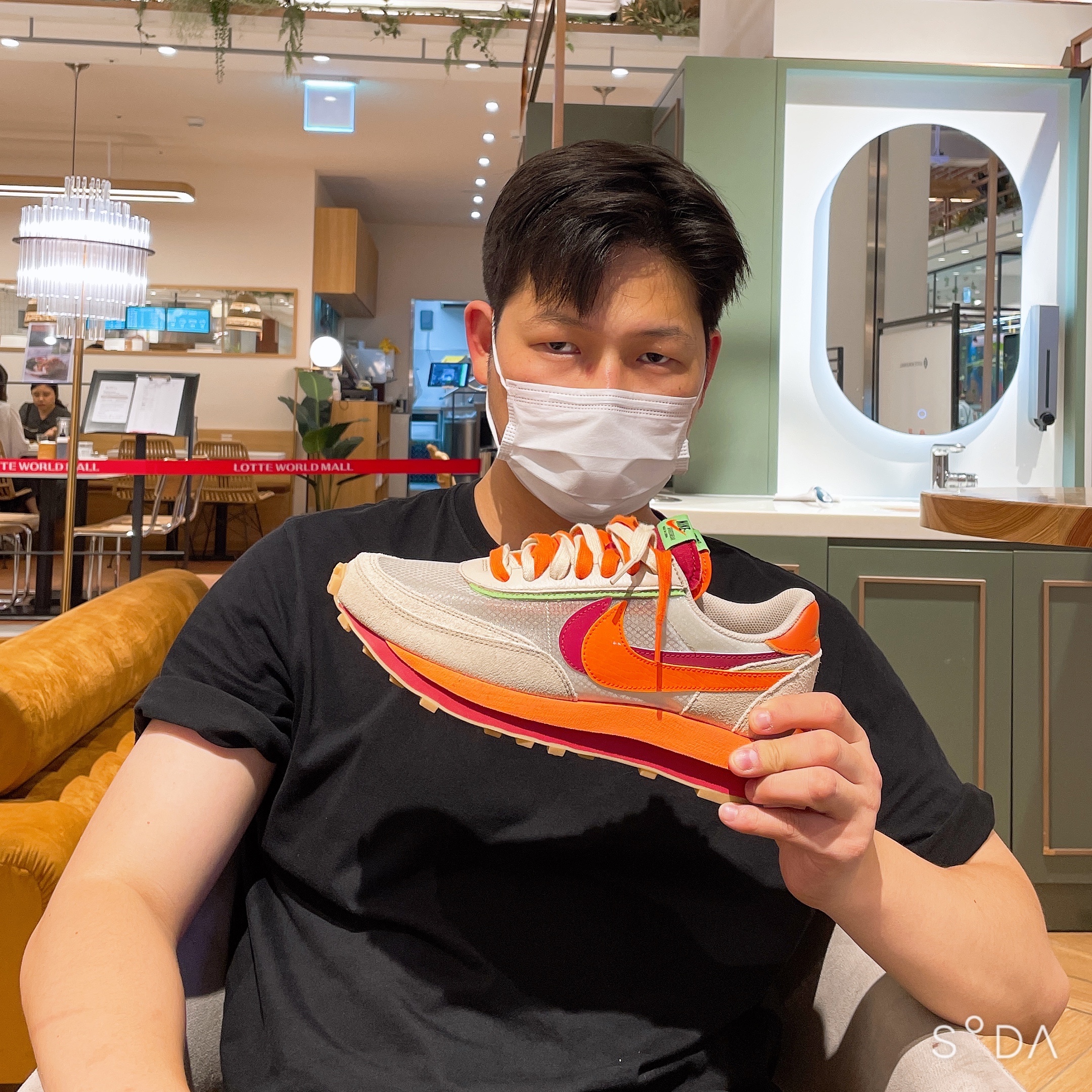 Nike x Sacai x Clot LDWaffle Orange Blaze 착용 스타일