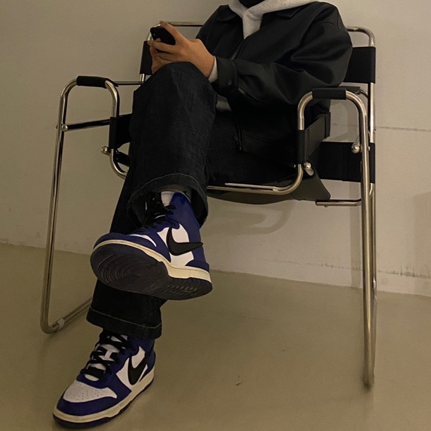 IAB Studio Hoodie Light Gray, Nike x Ambush Dunk High Deep Royal Blue 착용 스타일