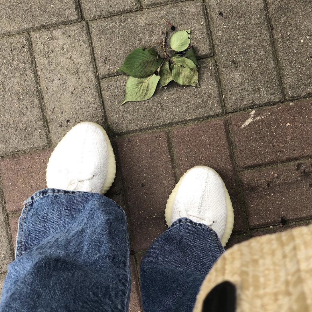 Adidas Yeezy Boost 350 V2 Cream/Triple White 착용 스타일