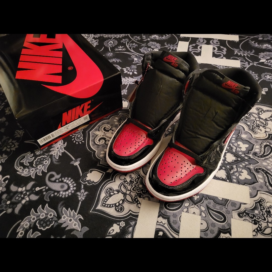 Jordan 1 Retro High OG Patent Bred 착용 스타일 - 2