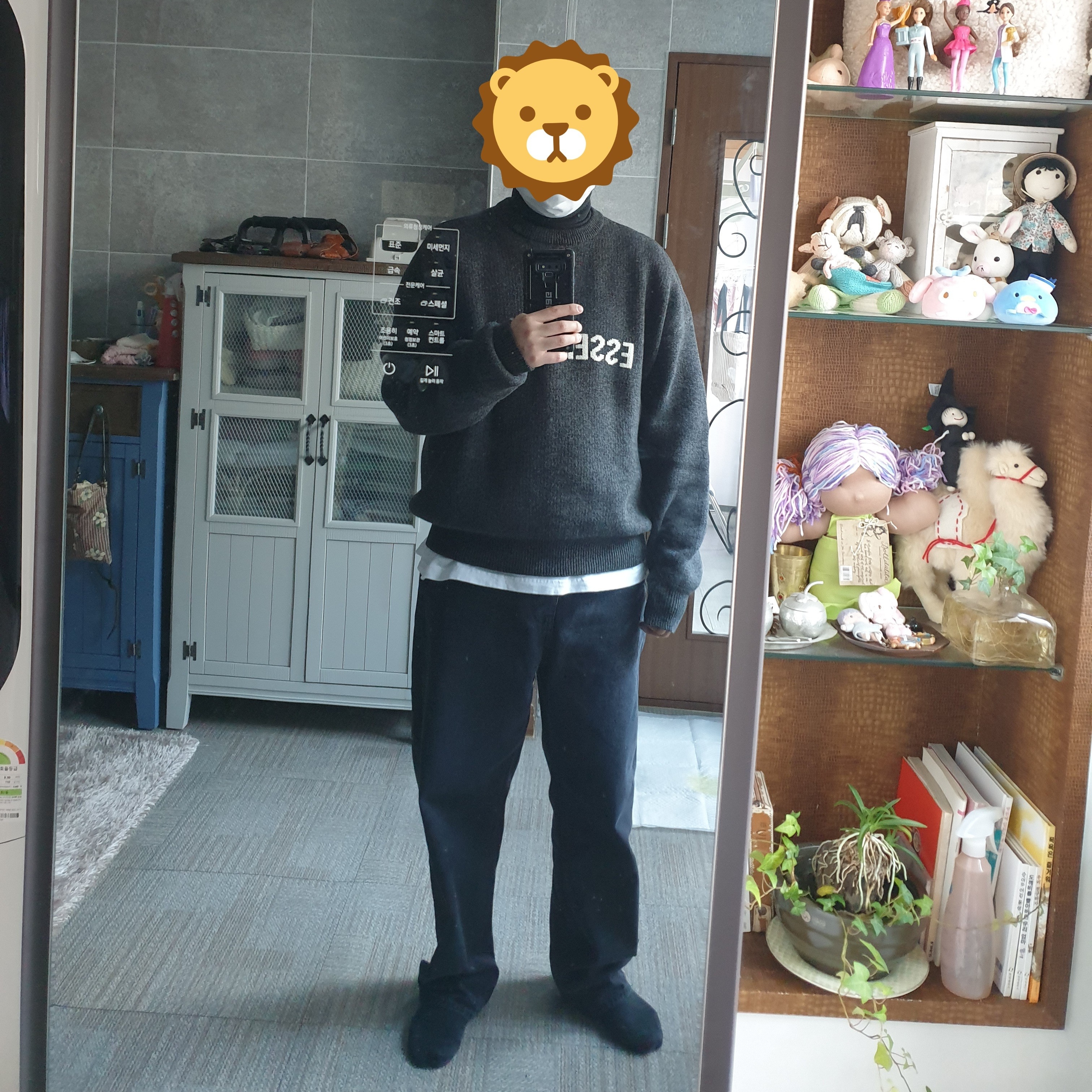 Essentials Knit Sweater Black Melange - 20SS 착용 스타일 - 2