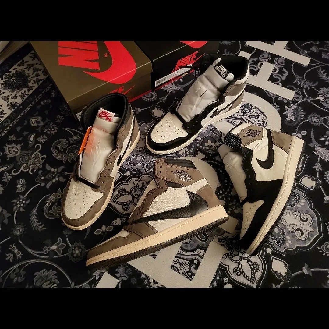 Jordan 1 x Travis Scott Retro High OG SP Mocha, Jordan 1 Retro High OG Black Mocha 착용 스타일 - 2