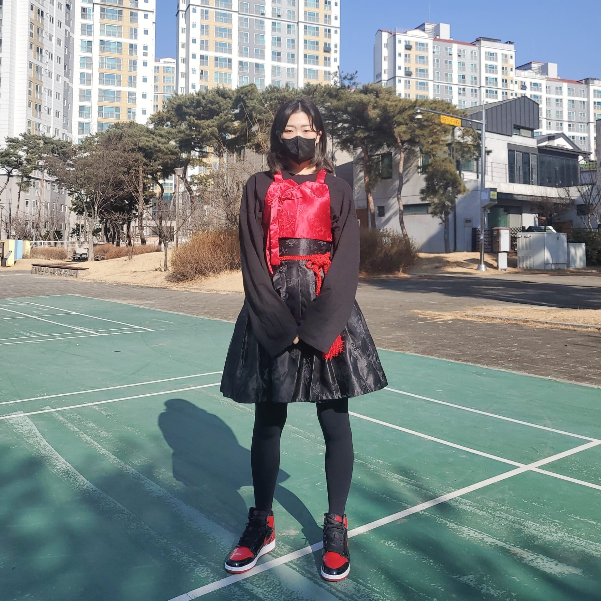 (GS) Jordan 1 Retro High OG Patent Bred, Jordan 1 Retro High OG Patent Bred 착용 스타일