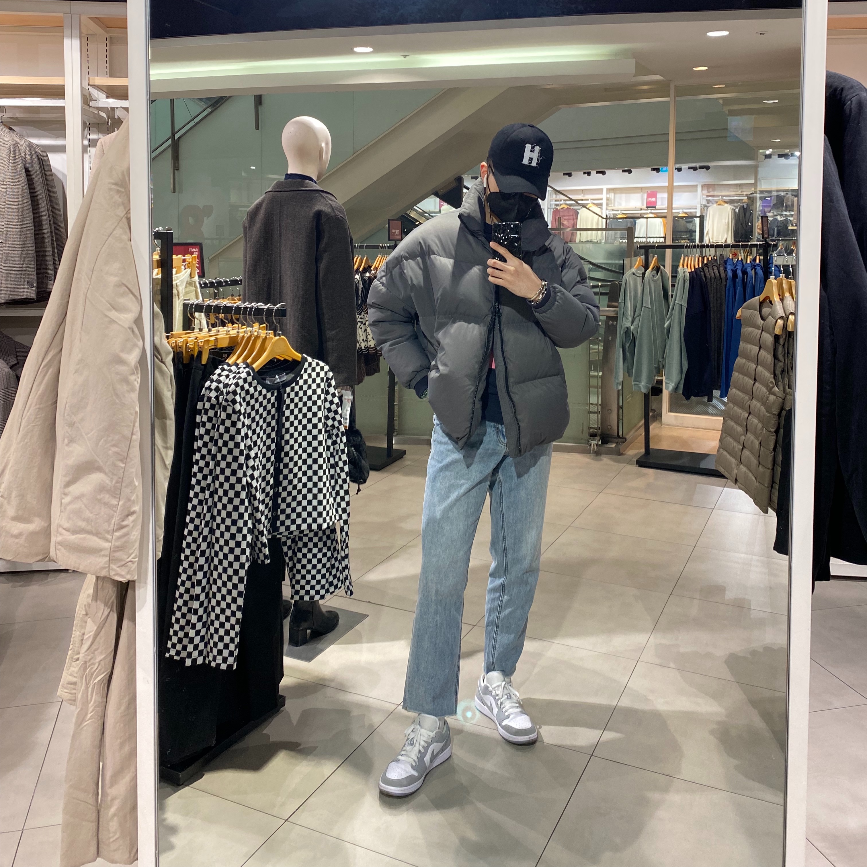 (W) Jordan 1 Low White Wolf Grey 착용 스타일