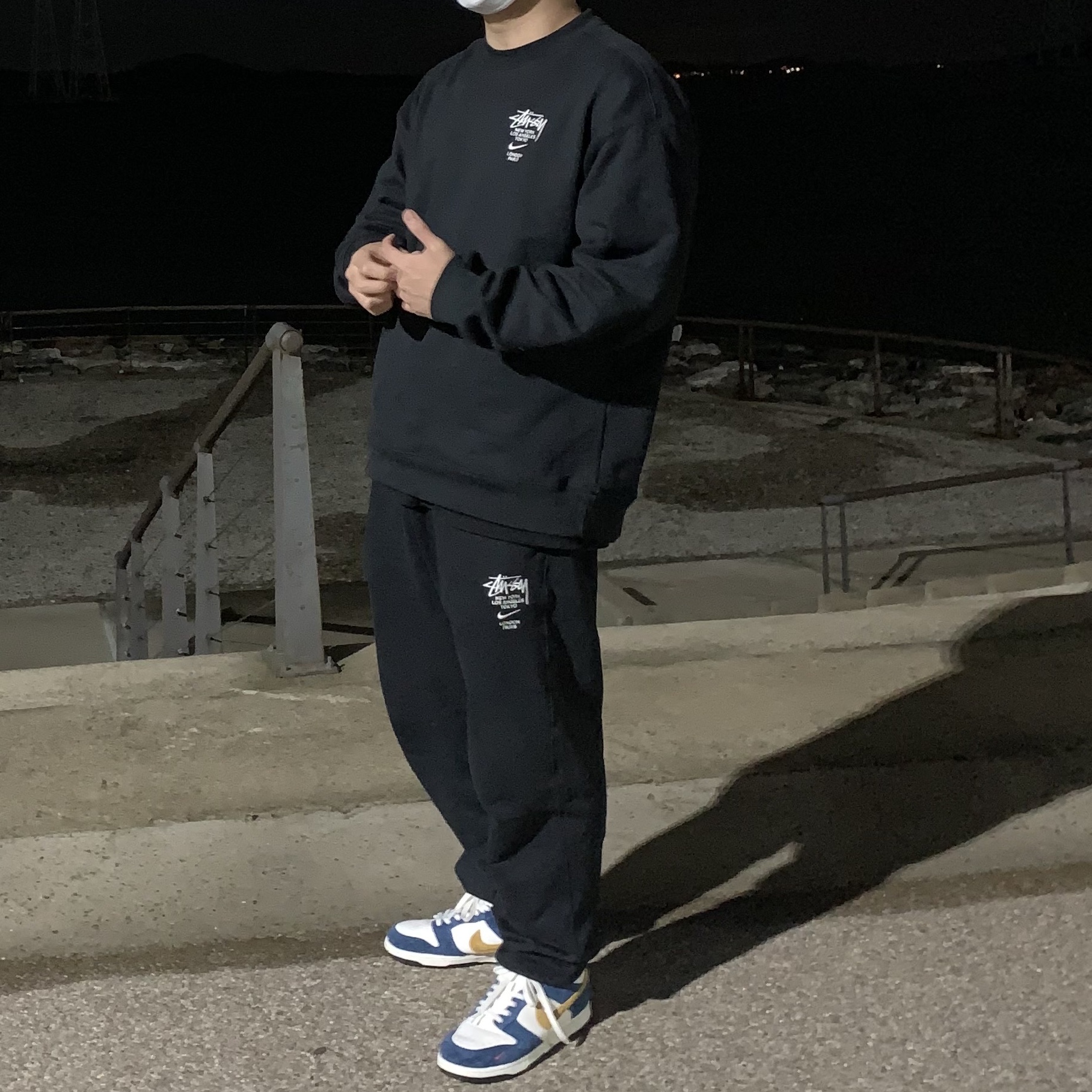 Nike x Kasina Dunk Low 80's Bus, Nike x Stussy NRG ZR Fleece Pants Black - US/EU 착용 스타일