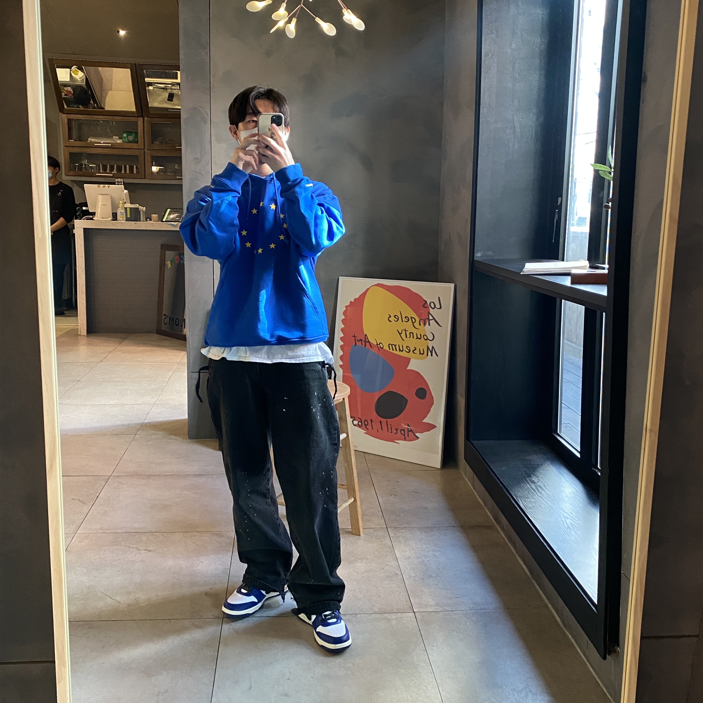 Nike x Ambush Dunk High Deep Royal Blue, Zara x Ader Error Slit Jeans Black 착용 스타일