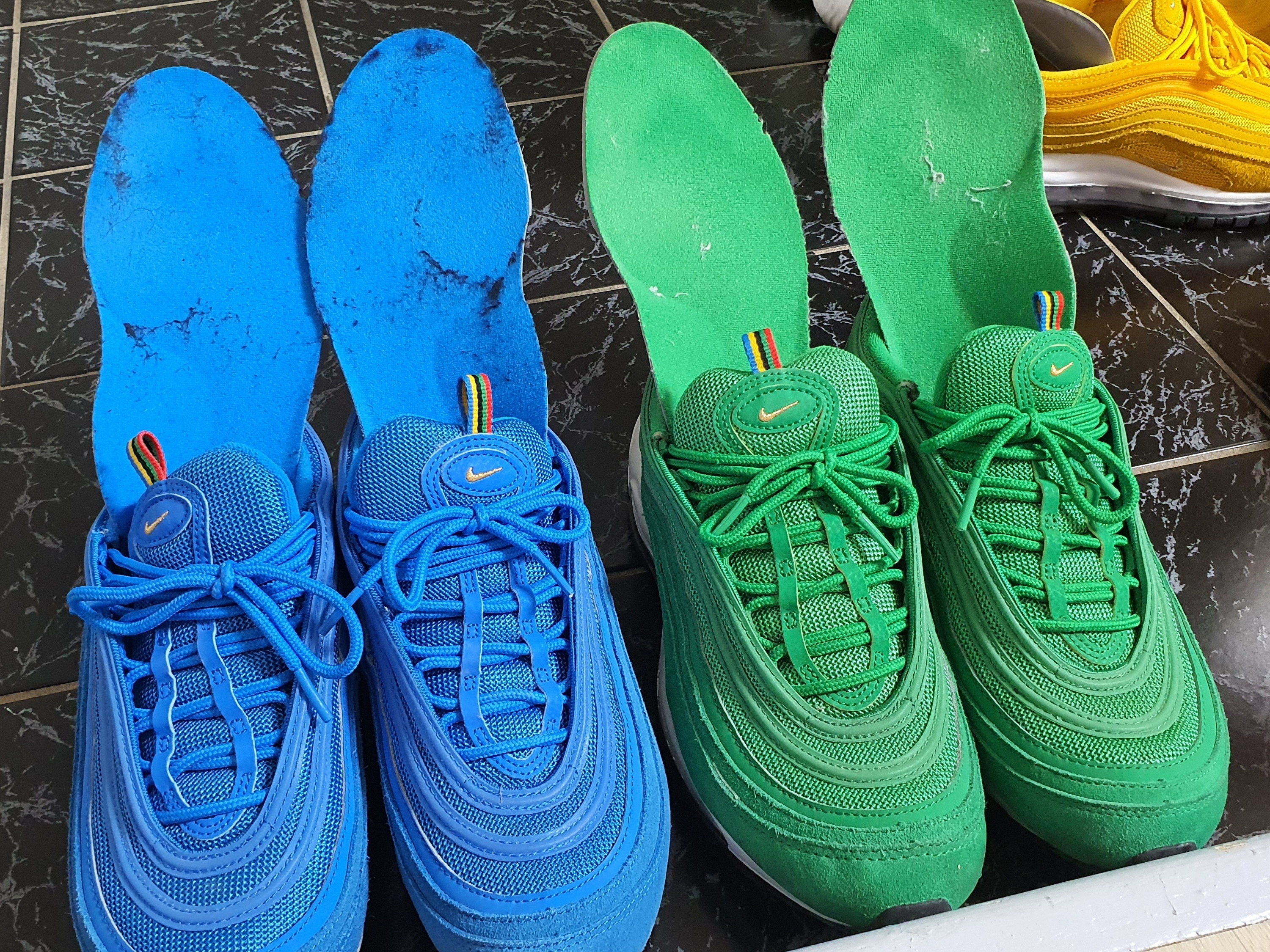 Nike Air Max 97 QS Olympic Rings Pack Red, Nike Air Max 97 QS Olympic Rings Pack Blue 착용 스타일 - 2