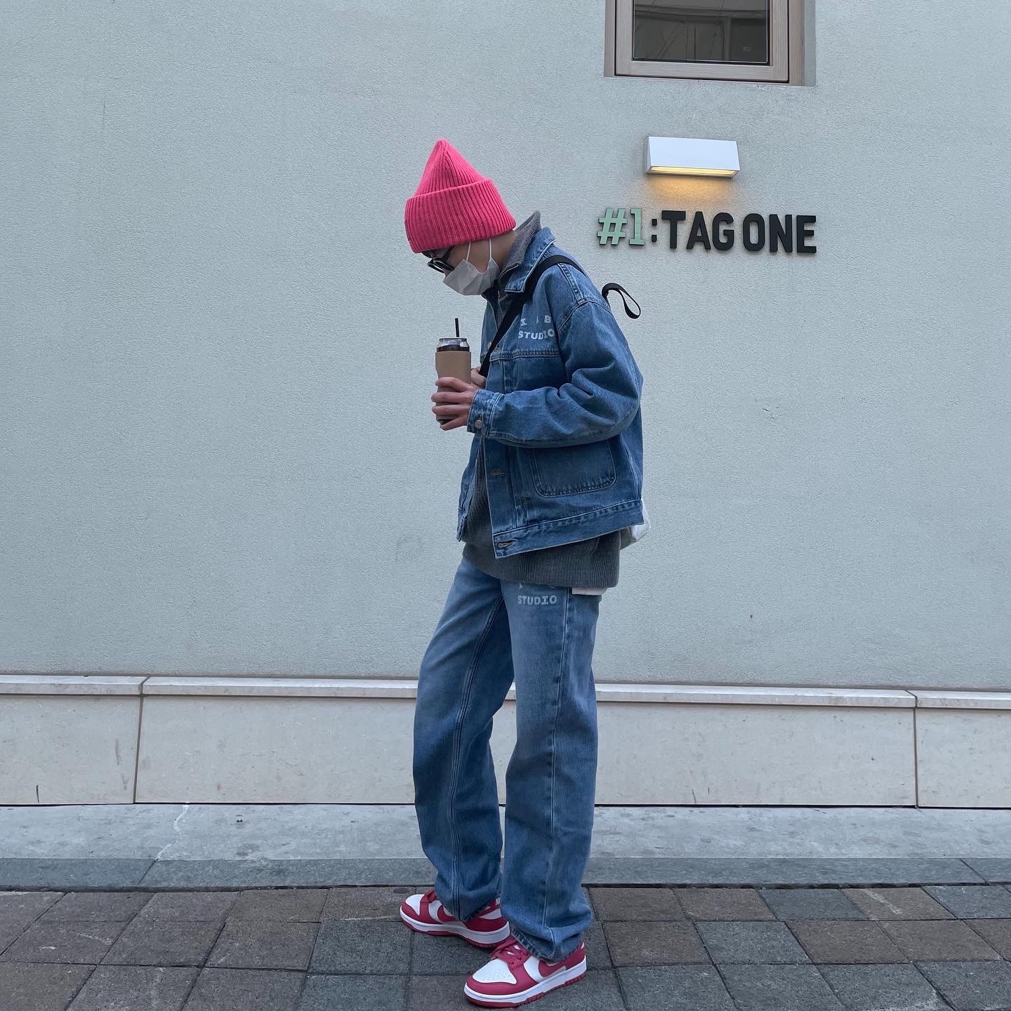 IAB Studio x Lee Denim Jacket Indigo Indigo Medium, IAB Studio x Lee Denim Jeans Indigo Navy 착용 스타일 - 2